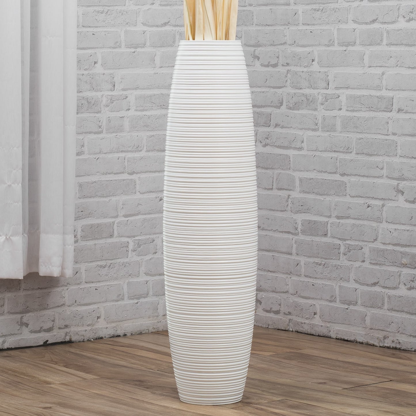 Large Mango Wood Floor Vase – Handcrafted Decorative Highlight from Thailand, 65 cm