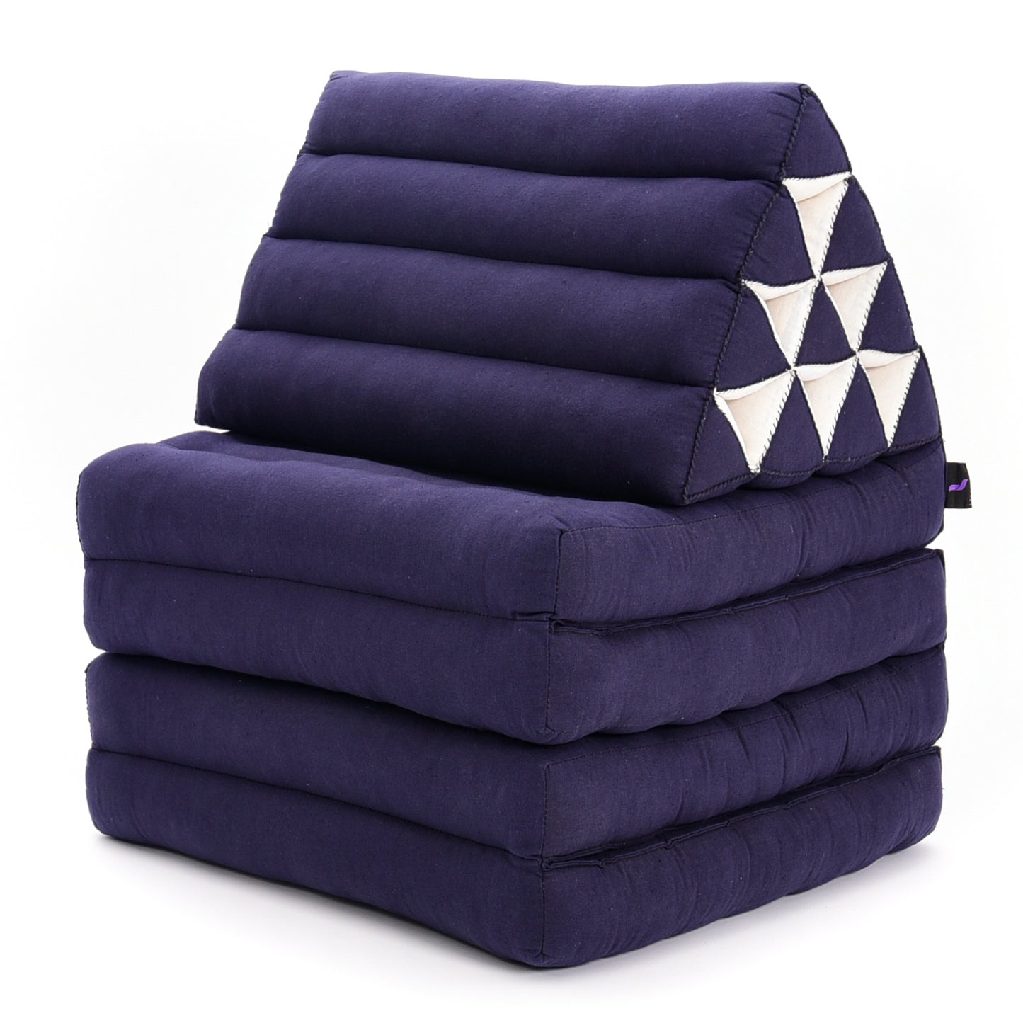 Thai Folding Mat with Triangle Cushion – Handmade Kapok Relax Mat for Sleeping, Reading & Lounging, Cl44 - blue, 4 seating segments