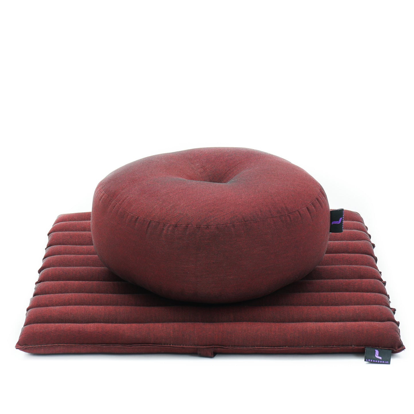 Compact Meditation Cushion Set Made of Kapok – Small Zabuton & Zafu with Cotton Cover, Cl24 - Red