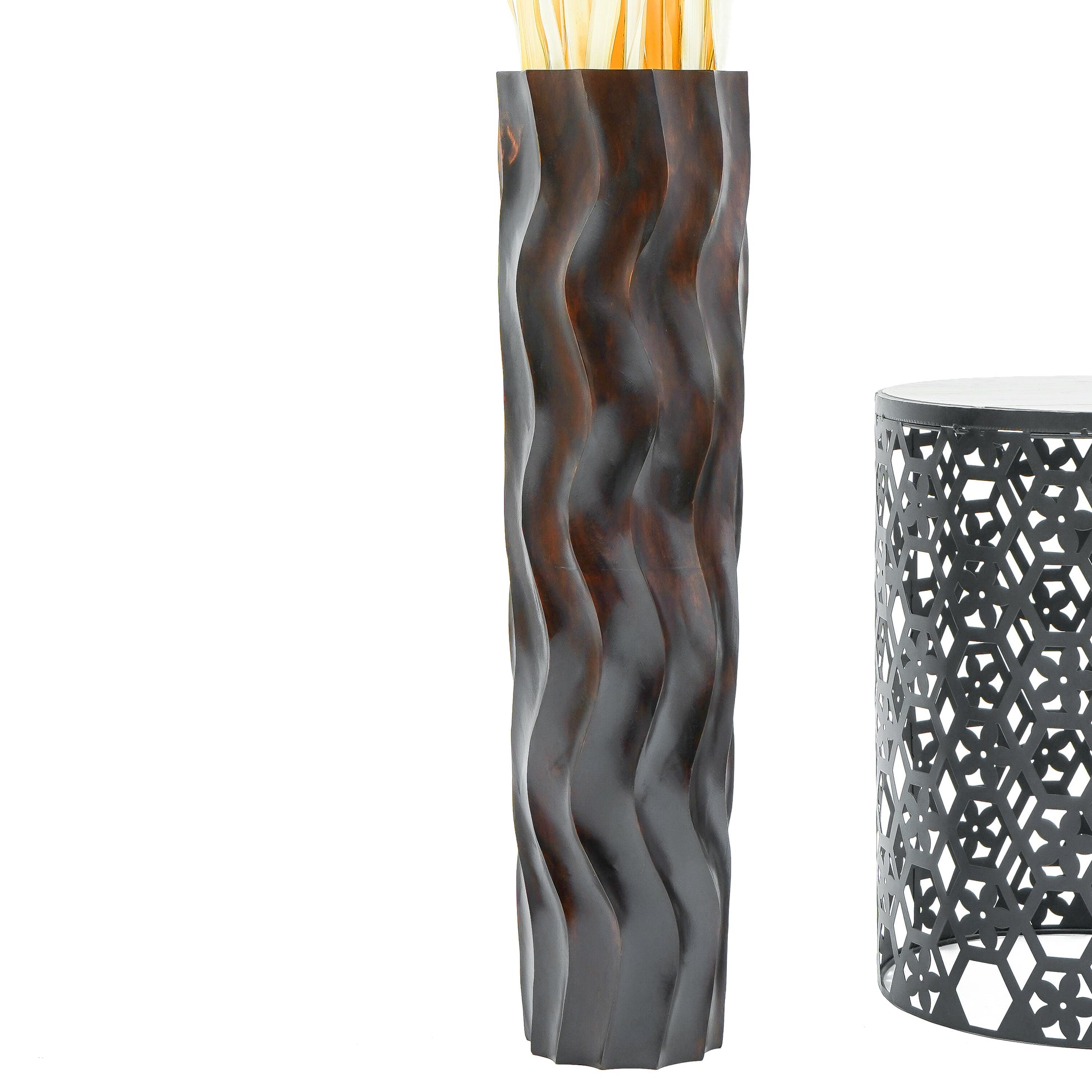 Large Mango Wood Floor Vase – Handcrafted Decorative Highlight from Thailand, 65 cm