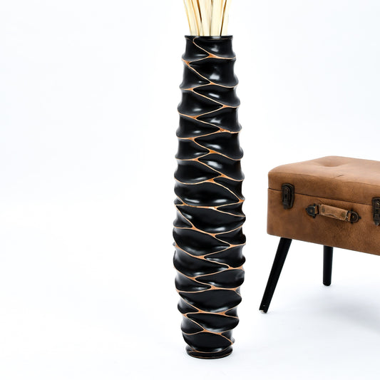 Large Mango Wood Floor Vase – Handcrafted Decorative Highlight from Thailand, 85 cm