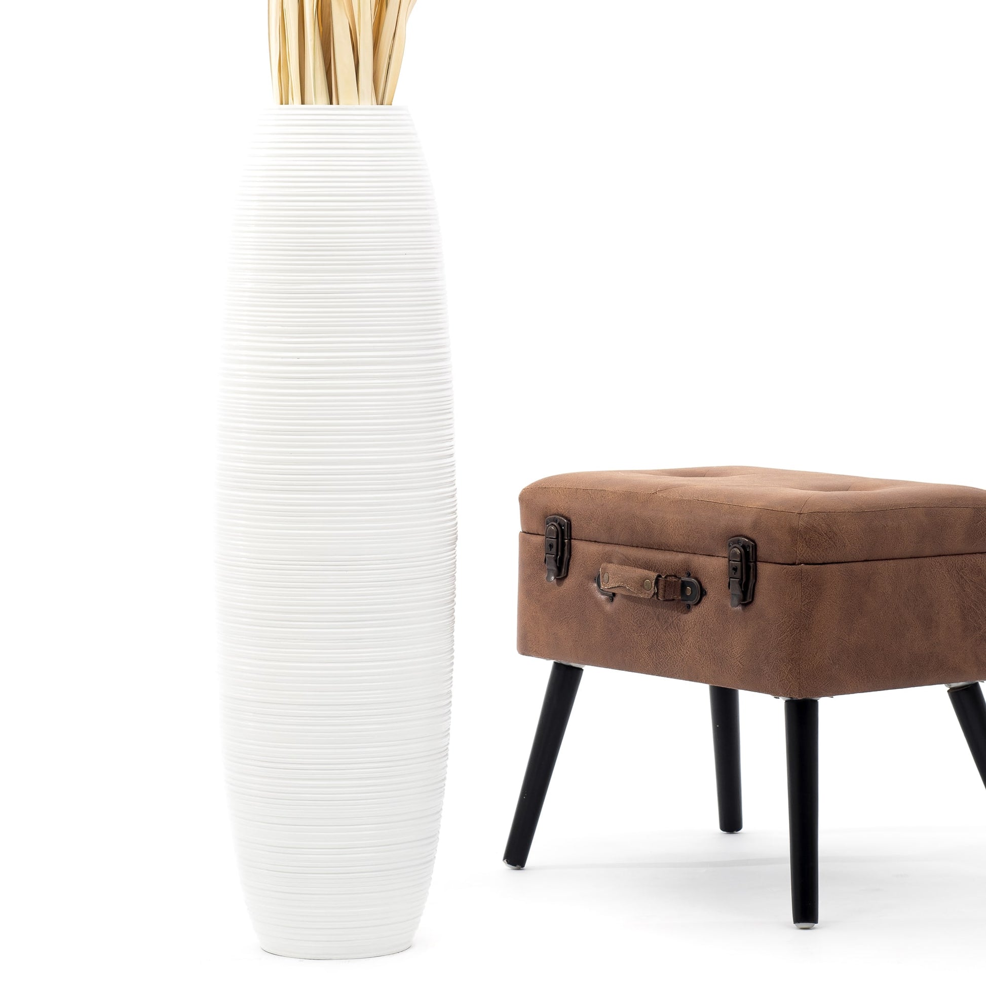 Large Mango Wood Floor Vase – Handcrafted Decorative Highlight from Thailand, 85 cm