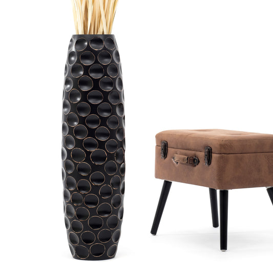 Large Mango Wood Floor Vase – Handcrafted Decorative Highlight from Thailand, 85 cm