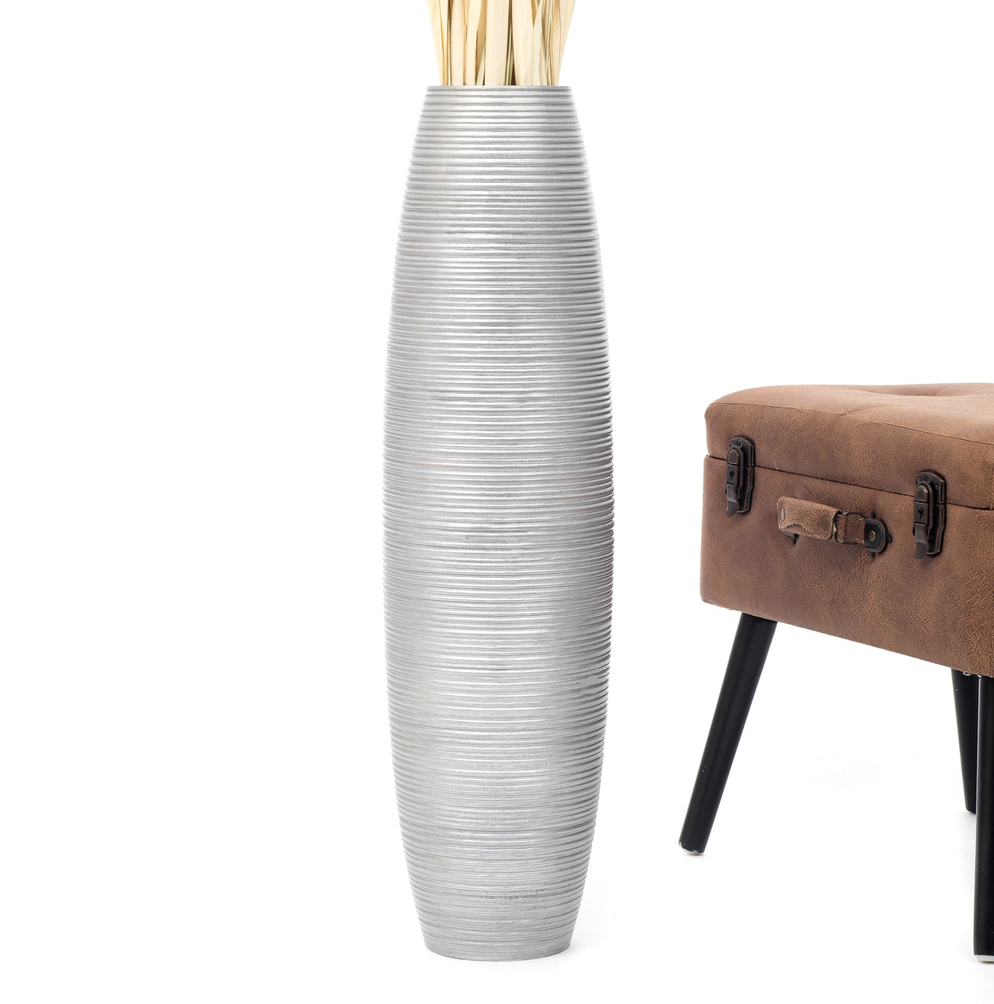 Large Mango Wood Floor Vase – Handcrafted Decorative Highlight from Thailand, 65 cm