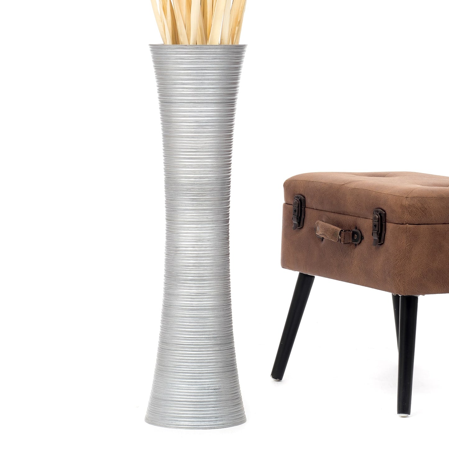 Large Mango Wood Floor Vase – Handcrafted Decorative Highlight from Thailand, 65 cm