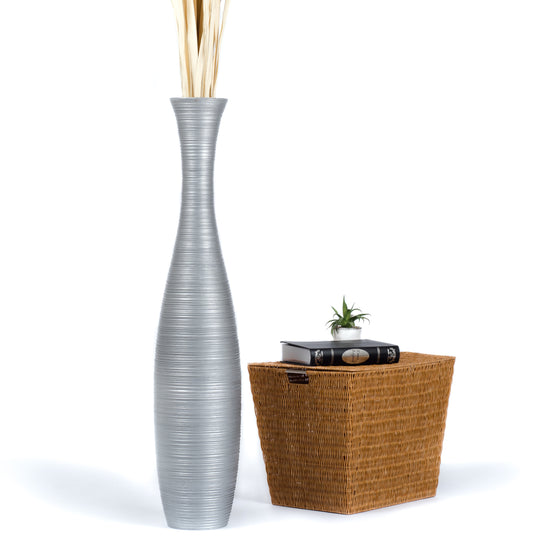 Large Mango Wood Floor Vase – Handcrafted Decorative Highlight from Thailand, 105 cm