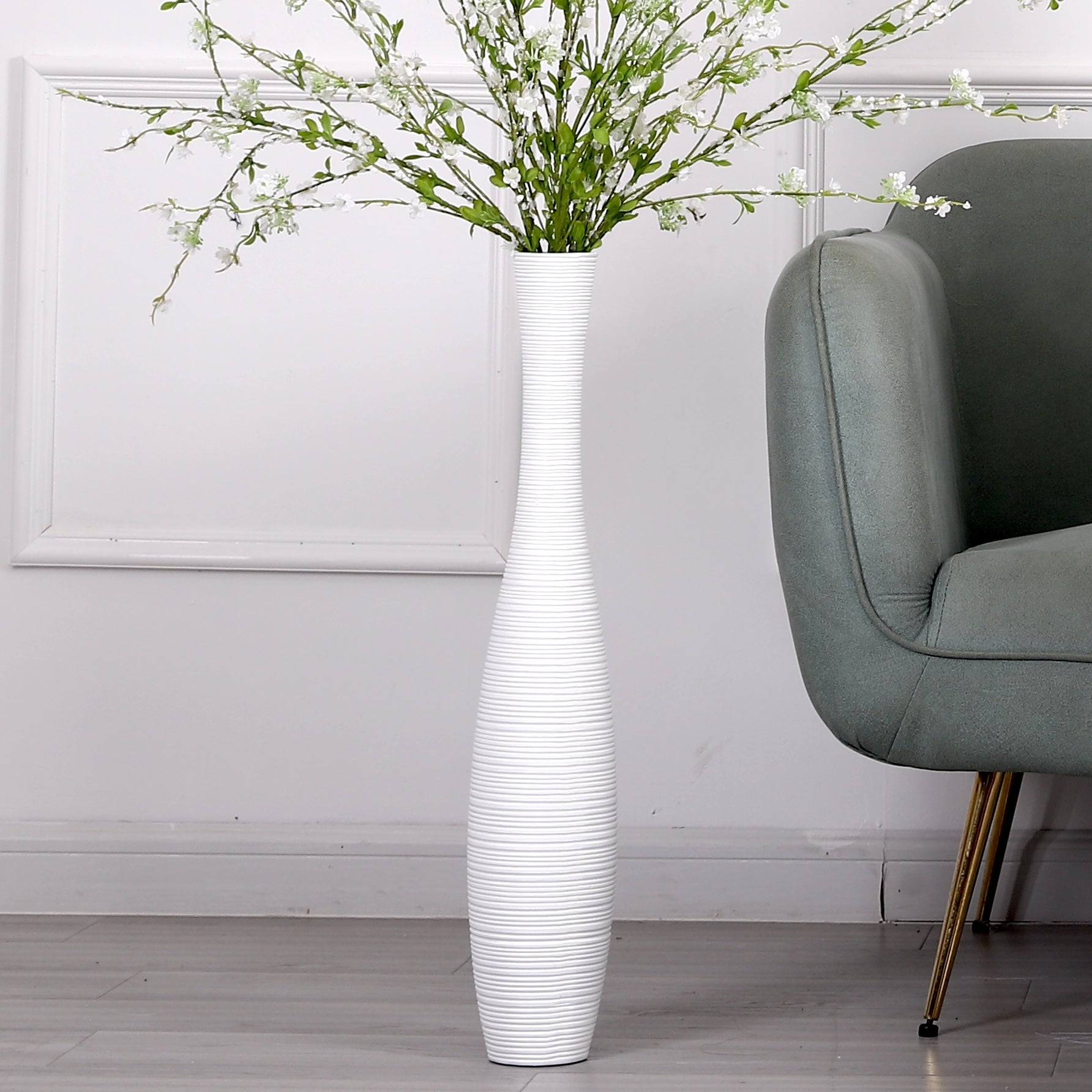 Large Resin Floor Vase – Stylish Waterproof Vase for Fresh & Dried Flowers, 65 cm