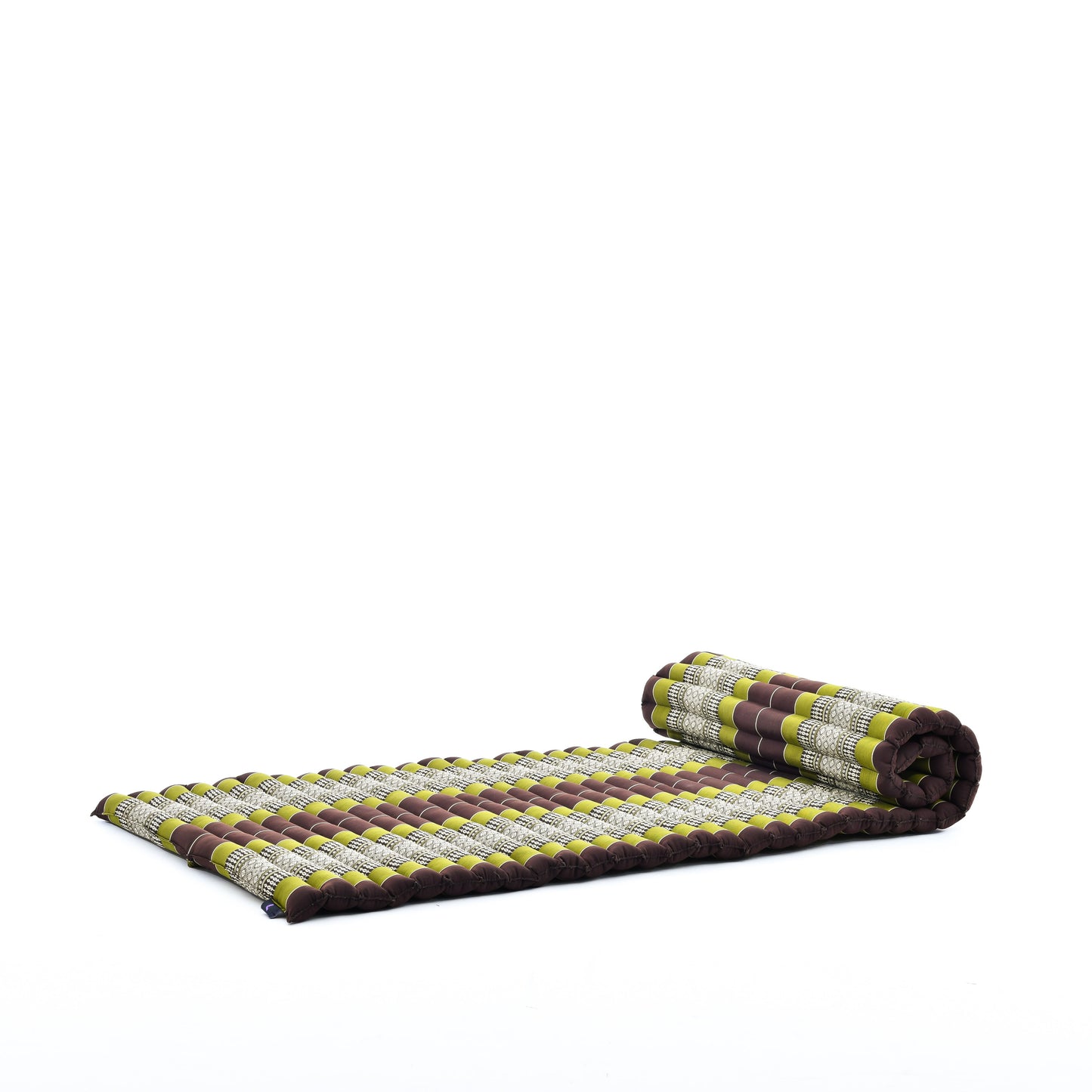 Kapok Roll-Up Mattress – Foldable Sleeping & Relax Mat with Cotton Cover for Home & Outdoor Use, Sf20 - Brown, Green, M: 190x70 cm