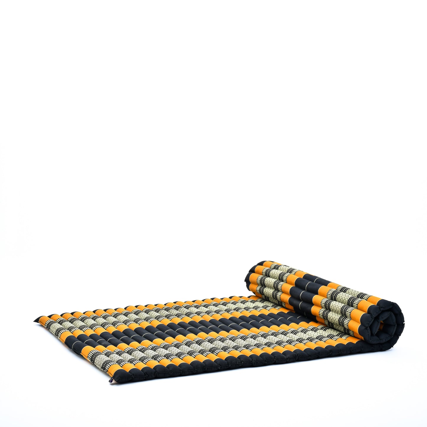 Kapok Roll-Up Mattress – Foldable Sleeping & Relax Mat with Cotton Cover for Home & Outdoor Use, Sf03 - Black, Orange, L: 190x100 cm
