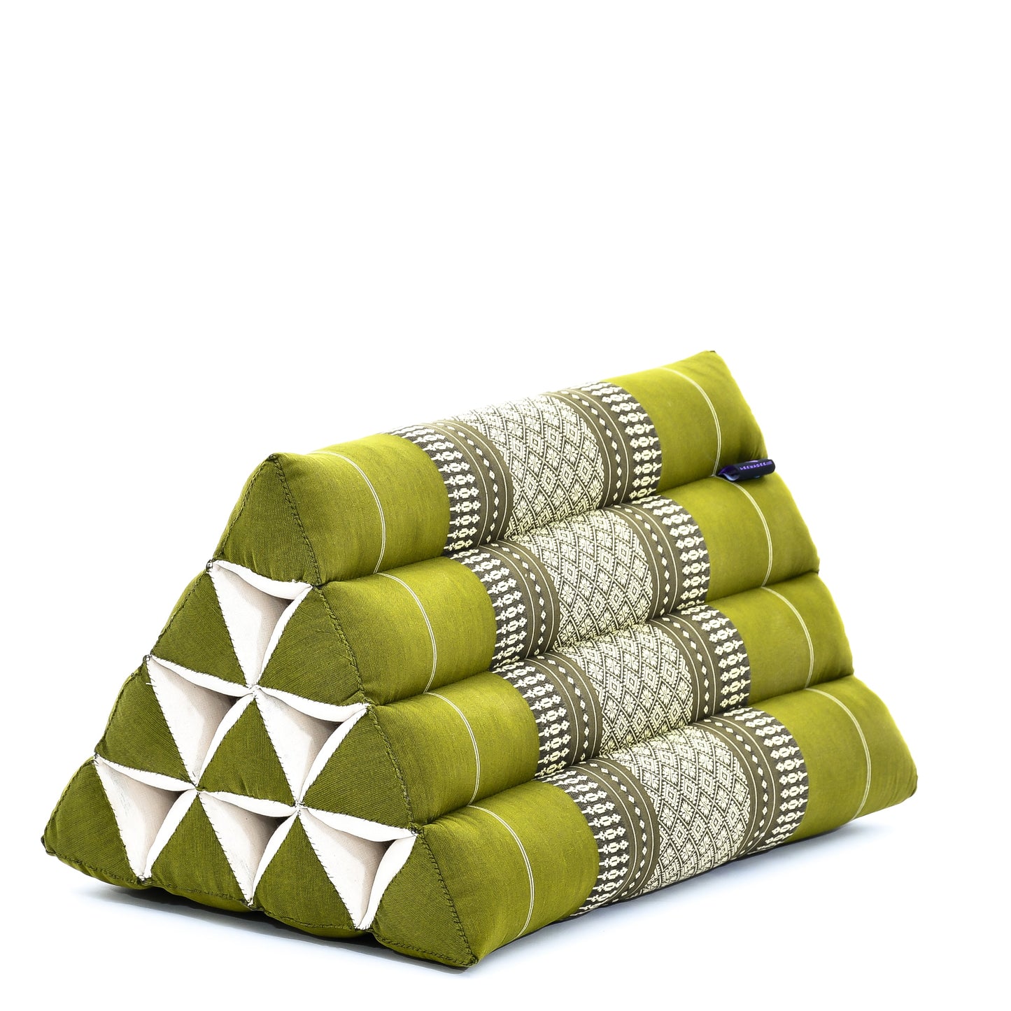 Triangular Kapok Backrest Cushion – Firm Thai Reading Pillow with Cotton Cover in Plain or Patterned Designs, Sf17 - Green, triangle cushion