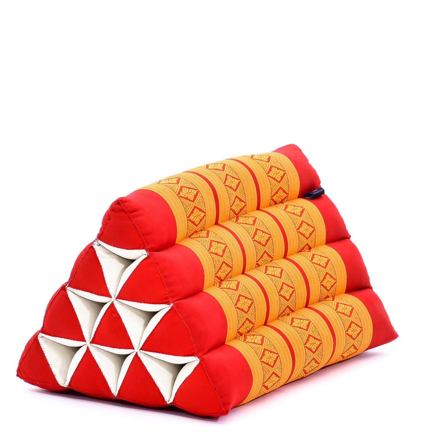 Triangular Kapok Backrest Cushion – Firm Thai Reading Pillow with Cotton Cover in Plain or Patterned Designs, Sf02 - Orange, triangle cushion