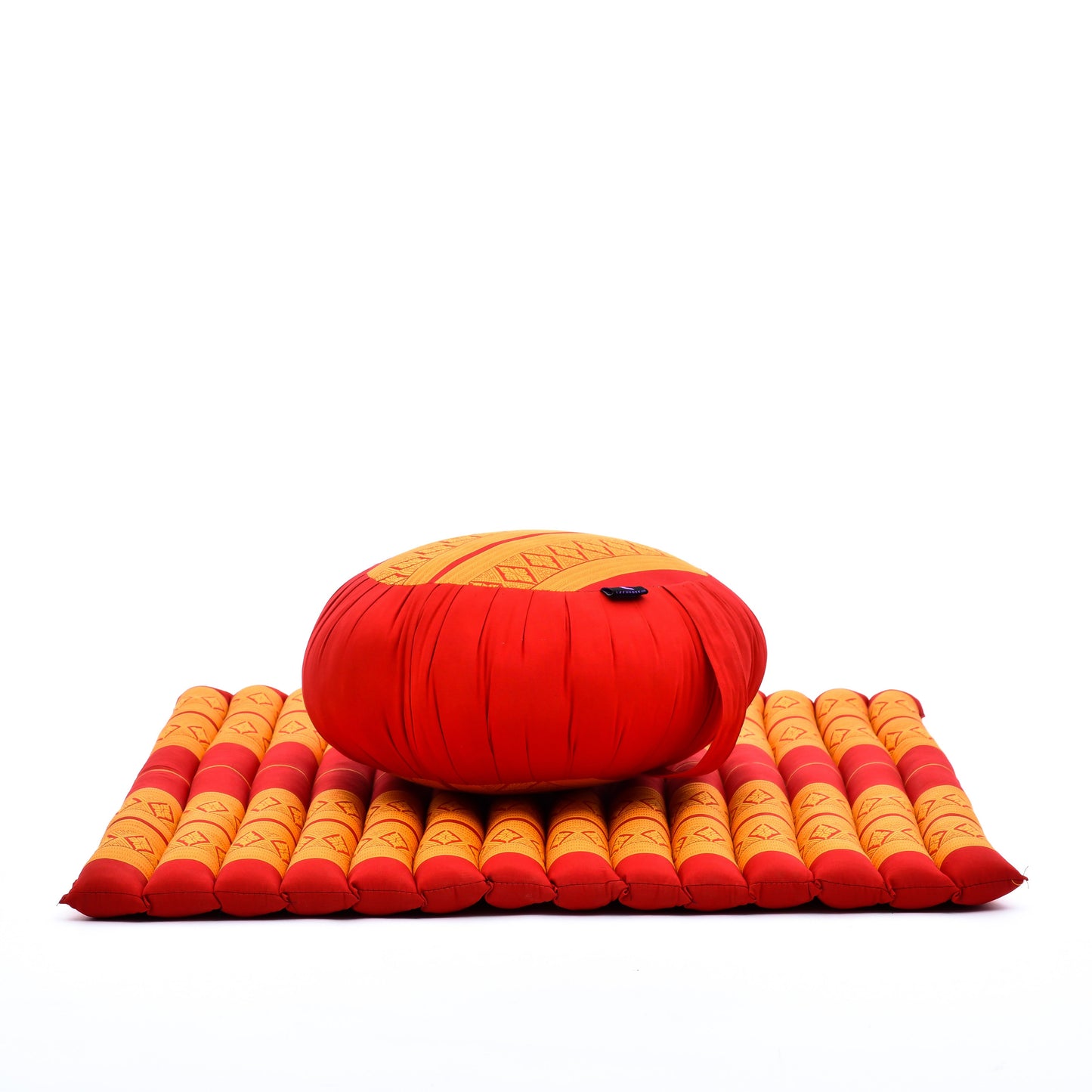 Kapok Meditation Cushion Set – Zabuton Mat & Zafu Seat Cushion with Cotton Cover, Sf02 - Orange