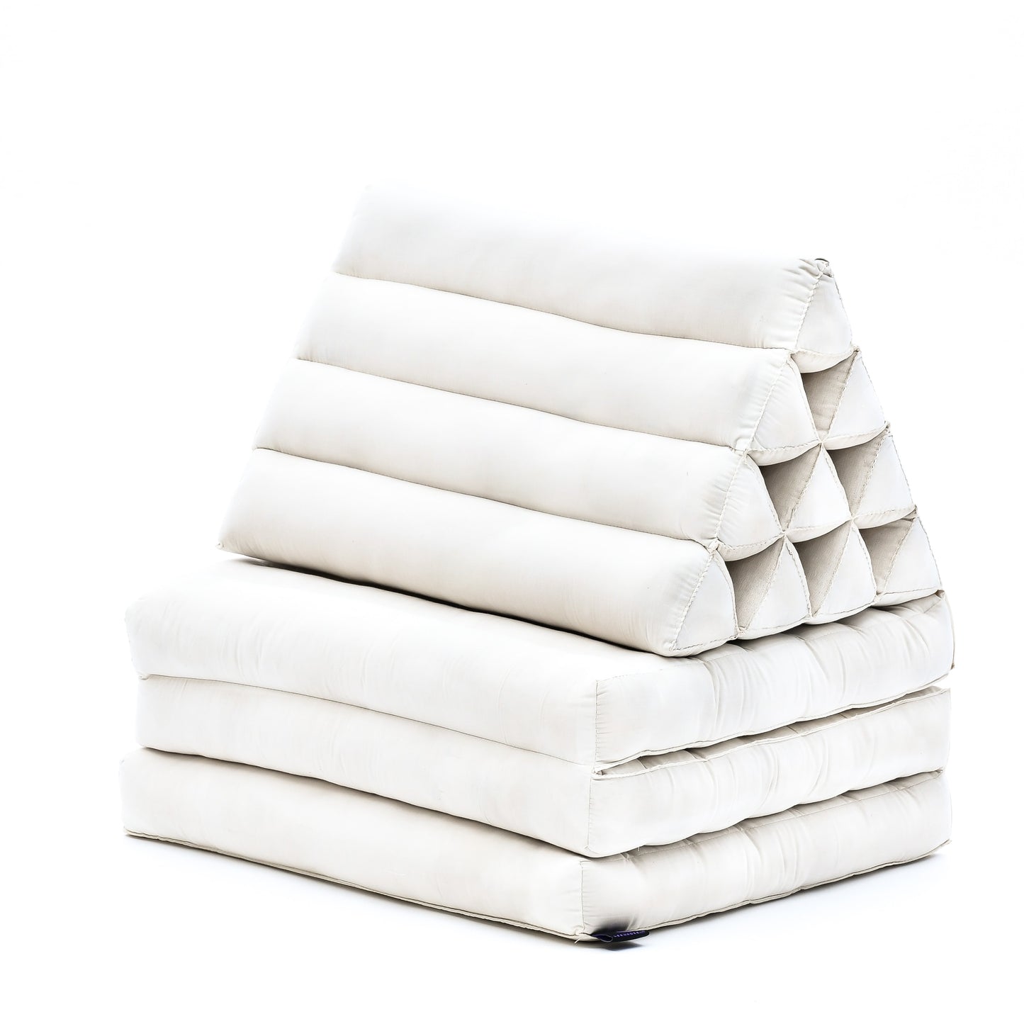 Thai Folding Mat with Triangle Cushion – Handmade Kapok Relax Mat for Sleeping, Reading & Lounging, Cl01 - Ecru, 3 seating segments