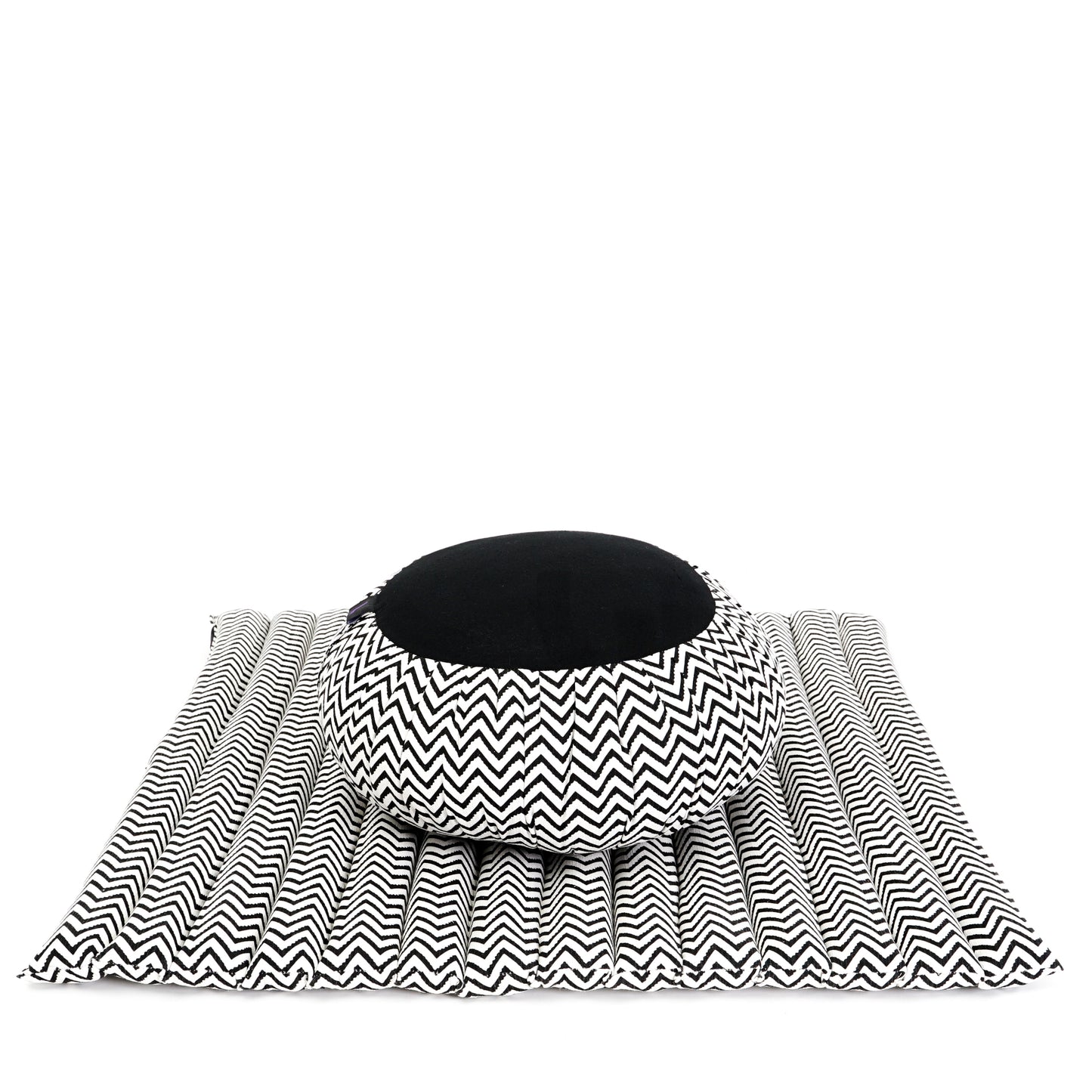 Kapok Meditation Cushion Set – Zabuton Mat & Zafu Seat Cushion with Cotton Cover, Cbt5 - Black