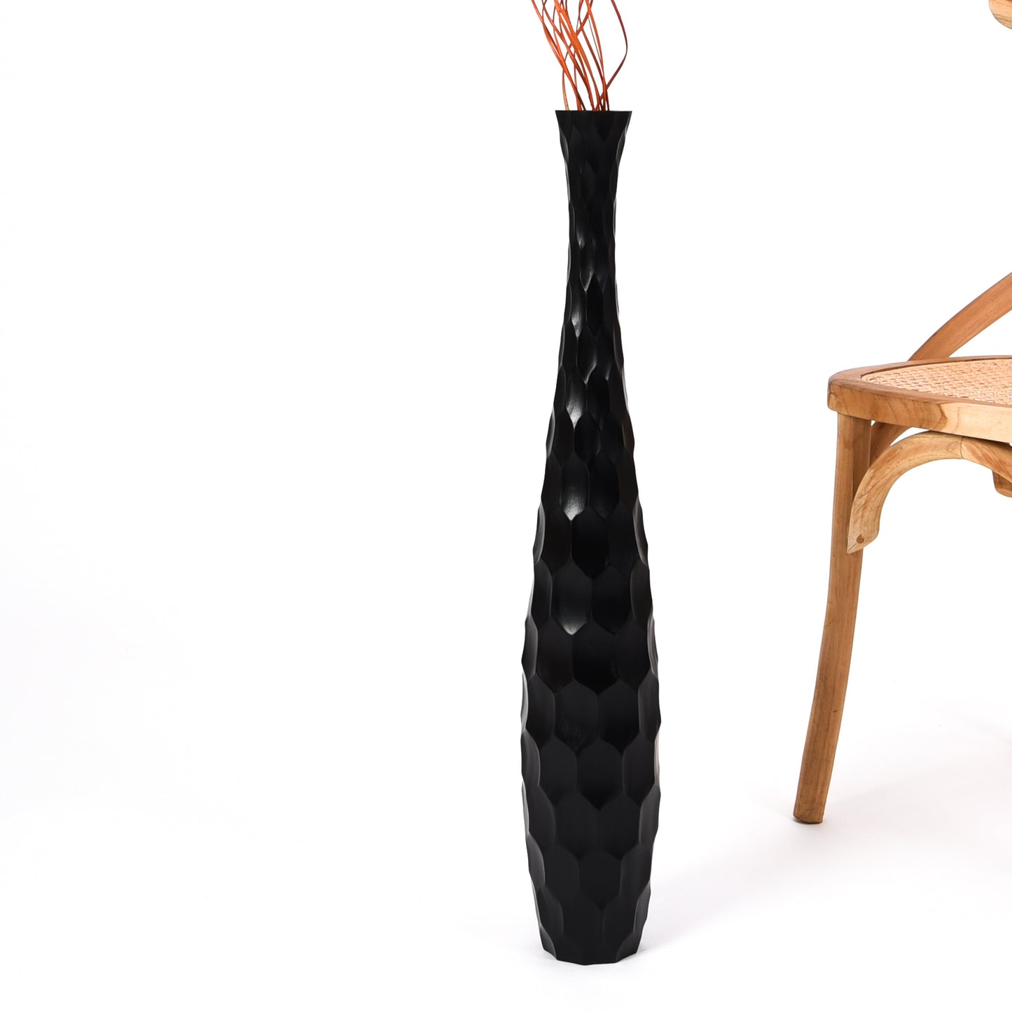 Large Mango Wood Floor Vase – Handcrafted Decorative Highlight from Thailand, 65 cm