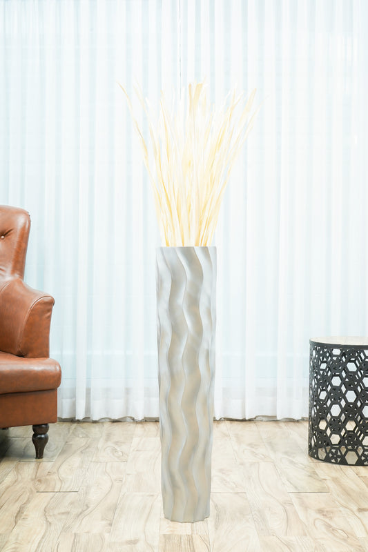 Large Mango Wood Floor Vase – Handcrafted Decorative Highlight from Thailand, 85 cm