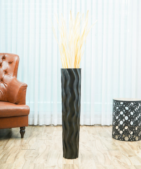 Large Mango Wood Floor Vase – Handcrafted Decorative Highlight from Thailand, 85 cm