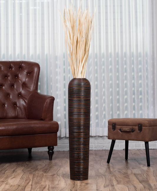 Large Mango Wood Floor Vase – Handcrafted Decorative Highlight from Thailand, 85 cm