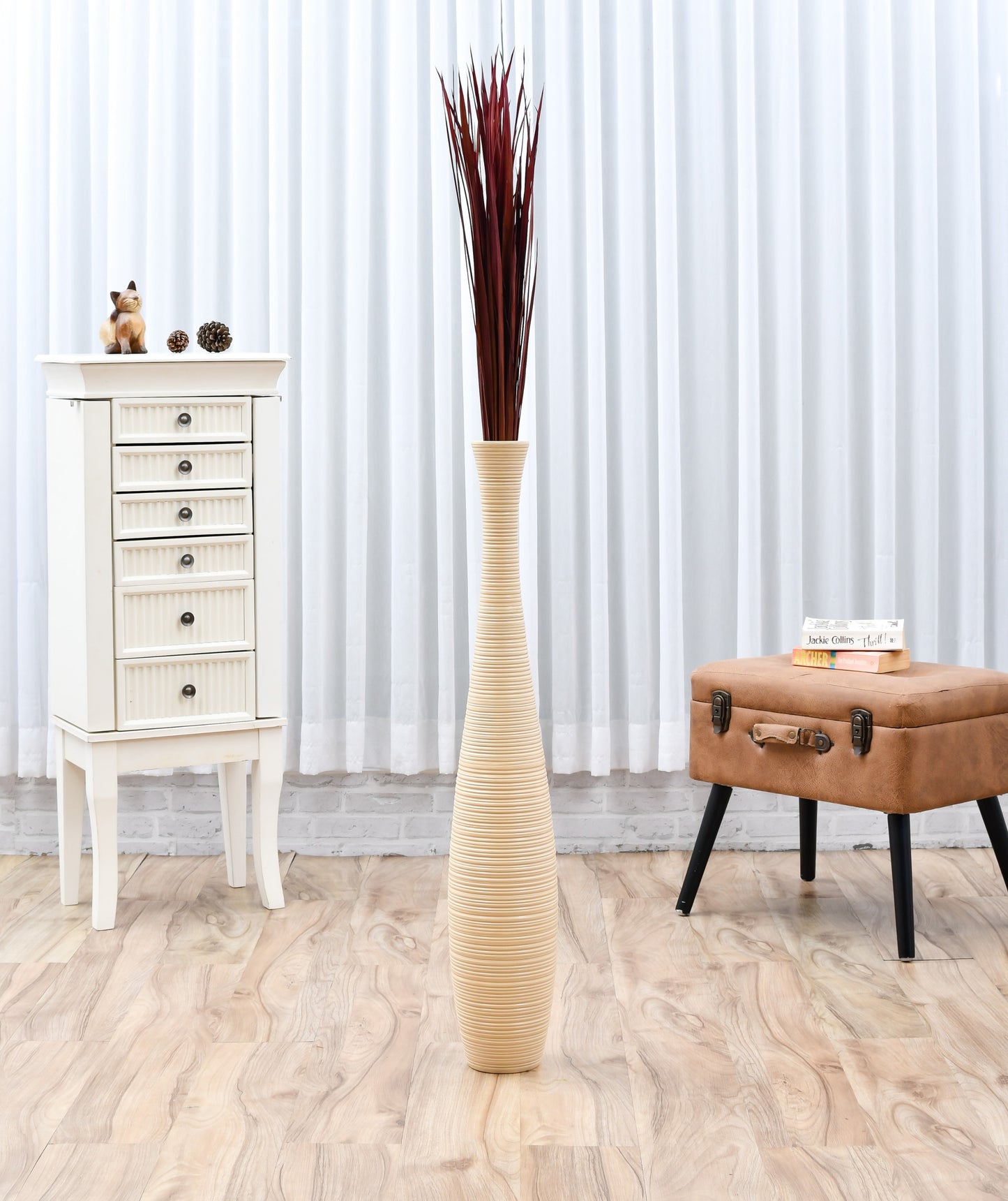 2-Pack Rattan Sticks for Floor Vases – Natural Decorative Twigs ( 8 per Bundle), bordeaux, Dried Grass