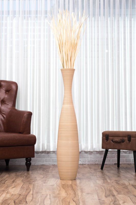 Large Mango Wood Floor Vase – Handcrafted Decorative Highlight from Thailand, 105 cm