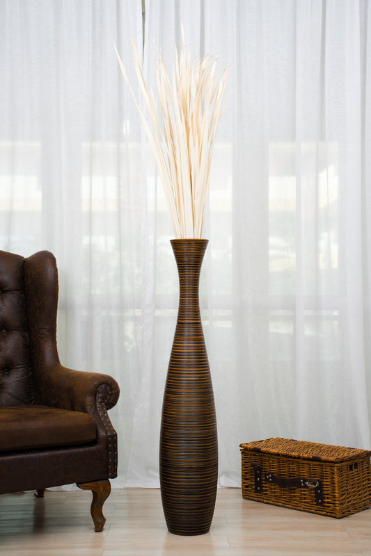 Large Mango Wood Floor Vase – Handcrafted Decorative Highlight from Thailand, 105 cm