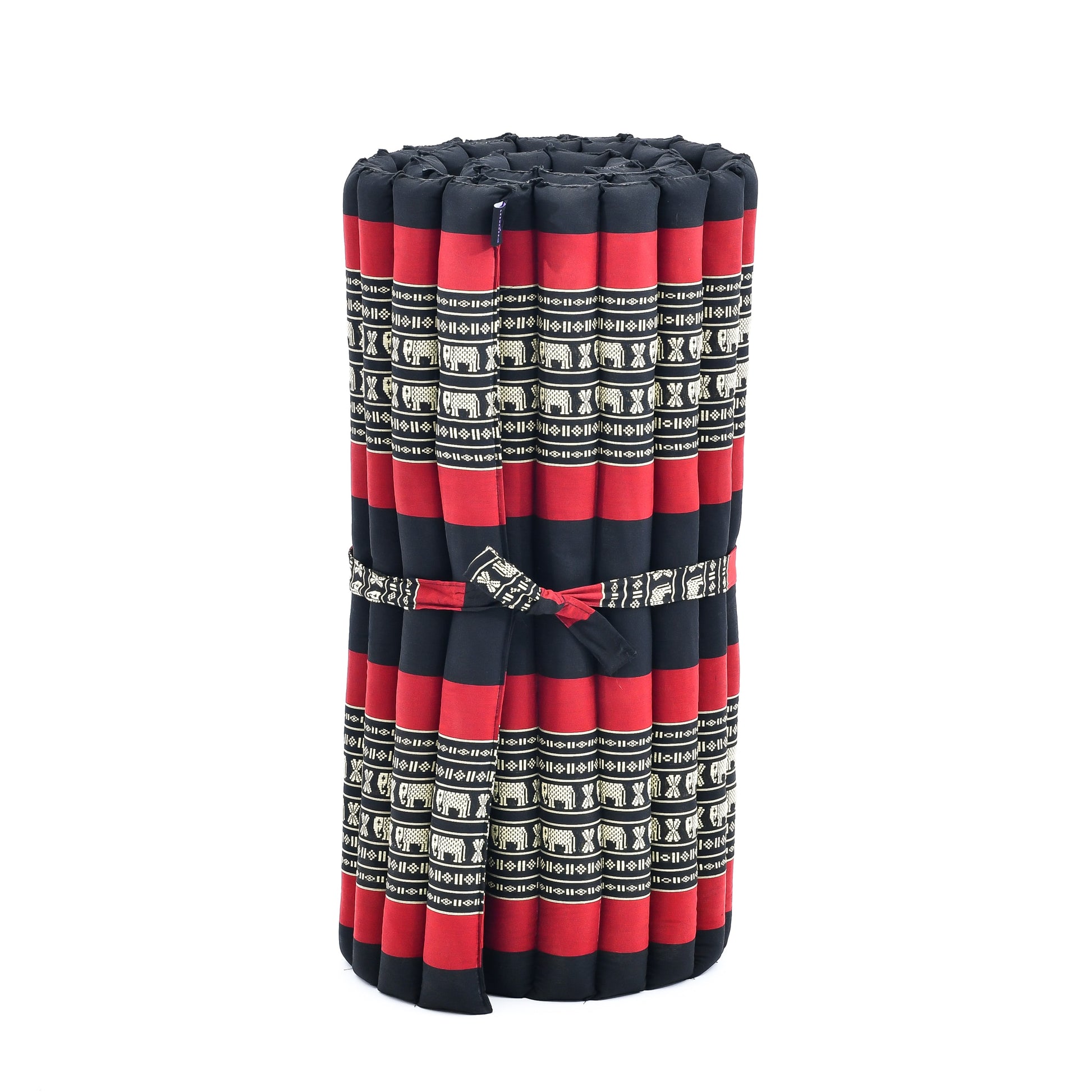 Kapok Roll-Up Mattress – Foldable Sleeping & Relax Mat with Cotton Cover for Home & Outdoor Use, Sf13 - Red, Black, M: 190x70 cm