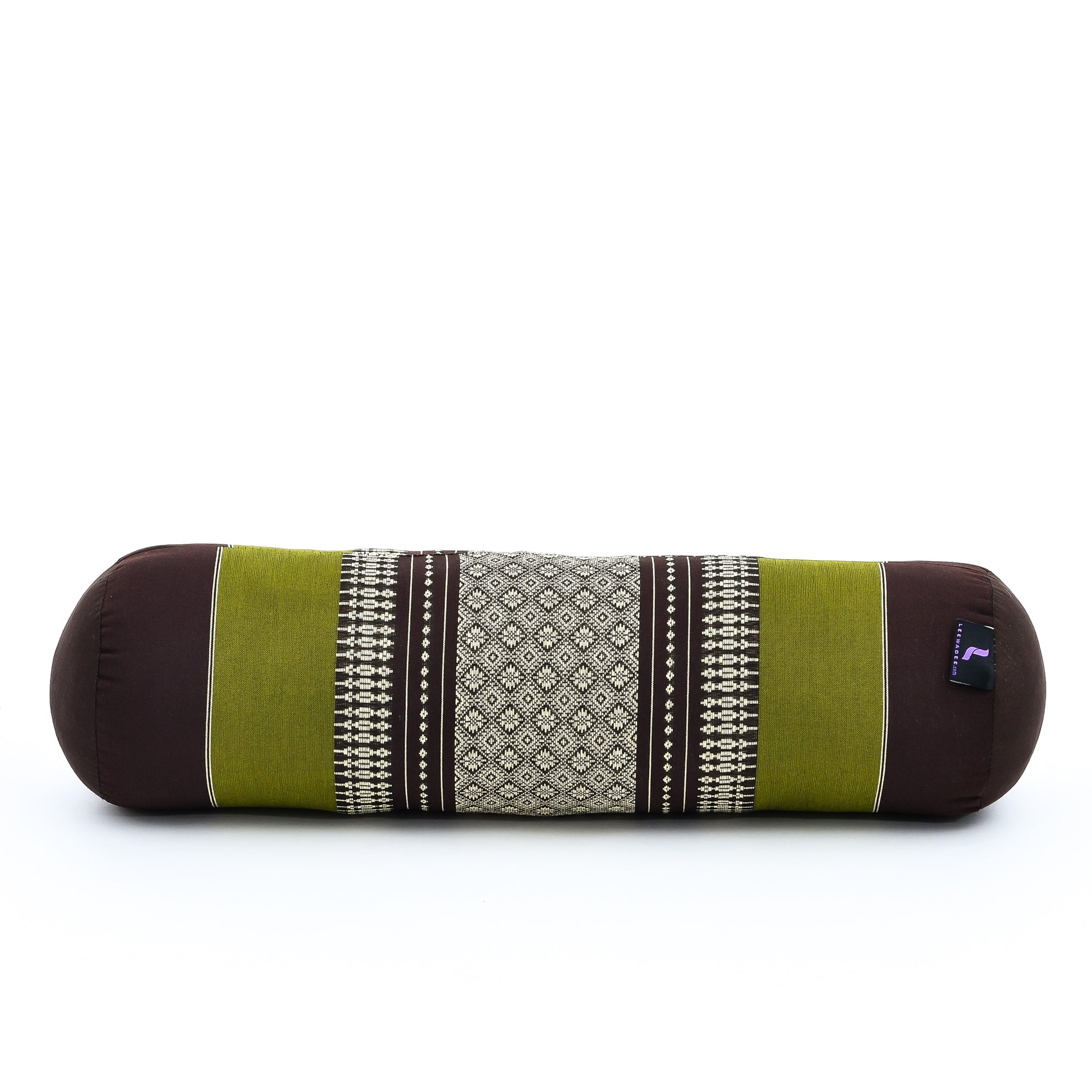 Yoga Roll Cushion – Compact Kapok Bolster & Meditation Pillow with Cotton Cover, Sf20 - Brown, Green