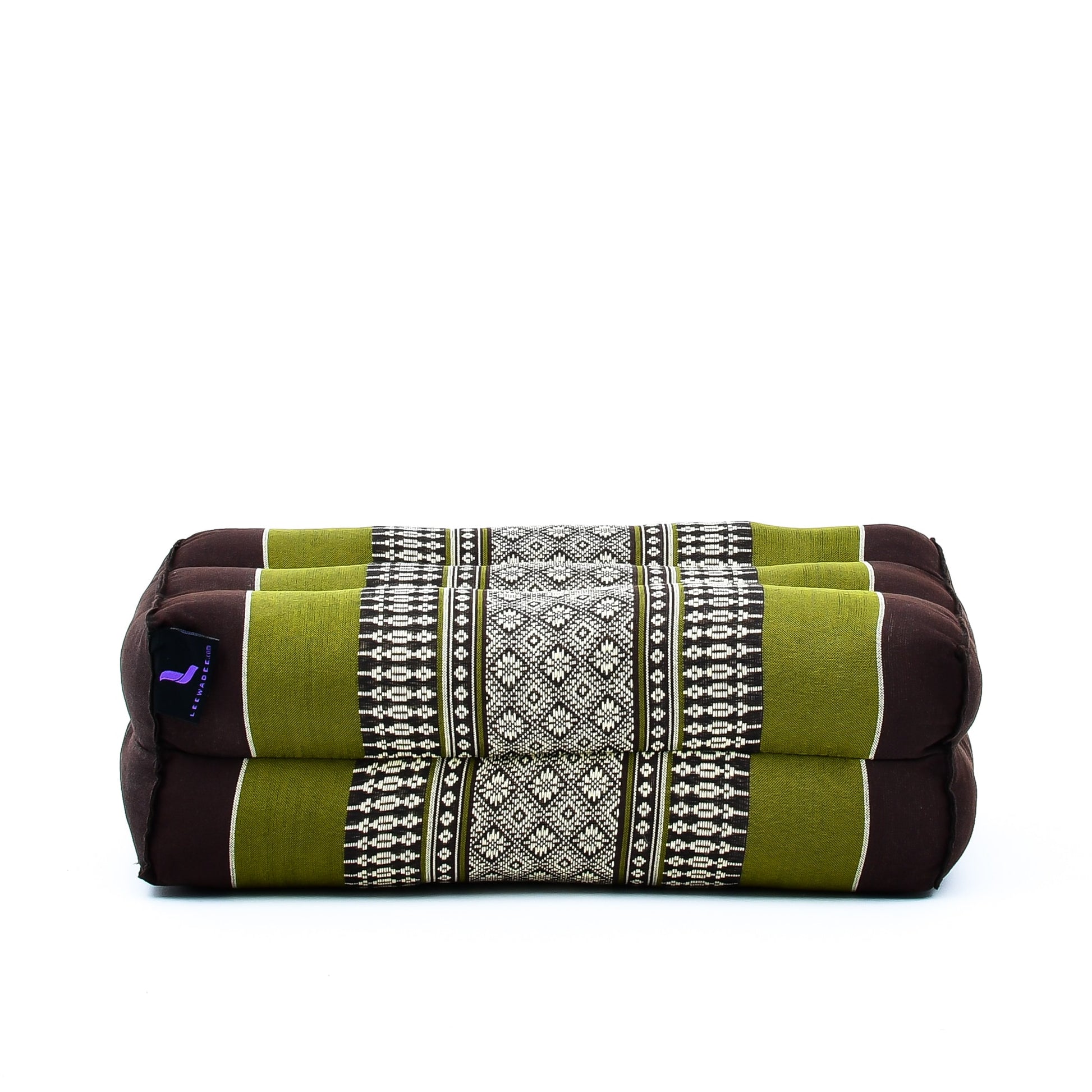 Kapok Yoga Block Cushion – Firm Meditation & Yoga Cushion with Cotton Cover, Sf20 - Brown, Green