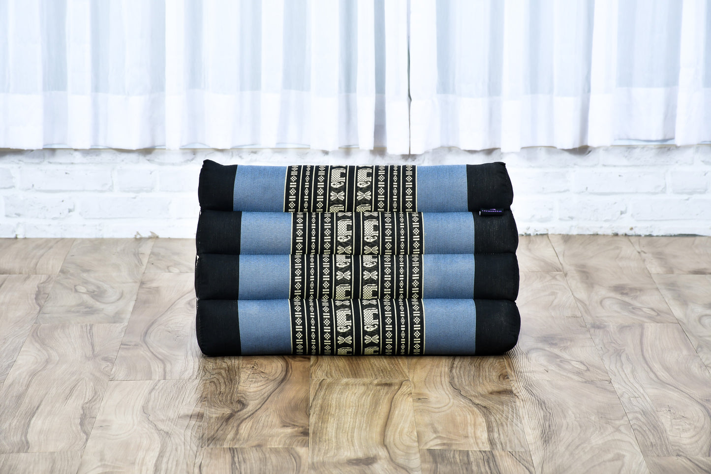 Triangular Kapok Backrest Cushion – Firm Thai Reading Pillow with Cotton Cover in Plain or Patterned Designs, Sf15 - Blue, triangle cushion