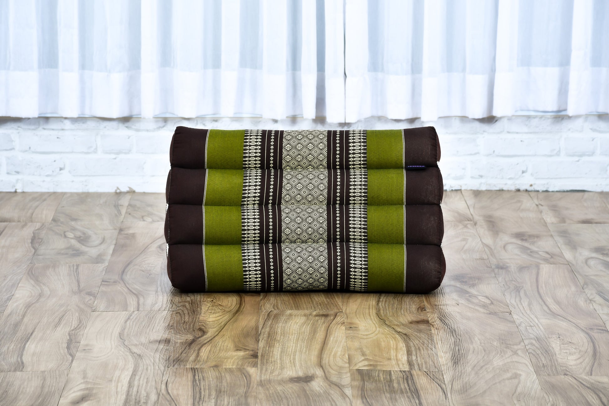 Triangular Kapok Backrest Cushion – Firm Thai Reading Pillow with Cotton Cover in Plain or Patterned Designs, Sf20 - Brown, Green, triangle cushion
