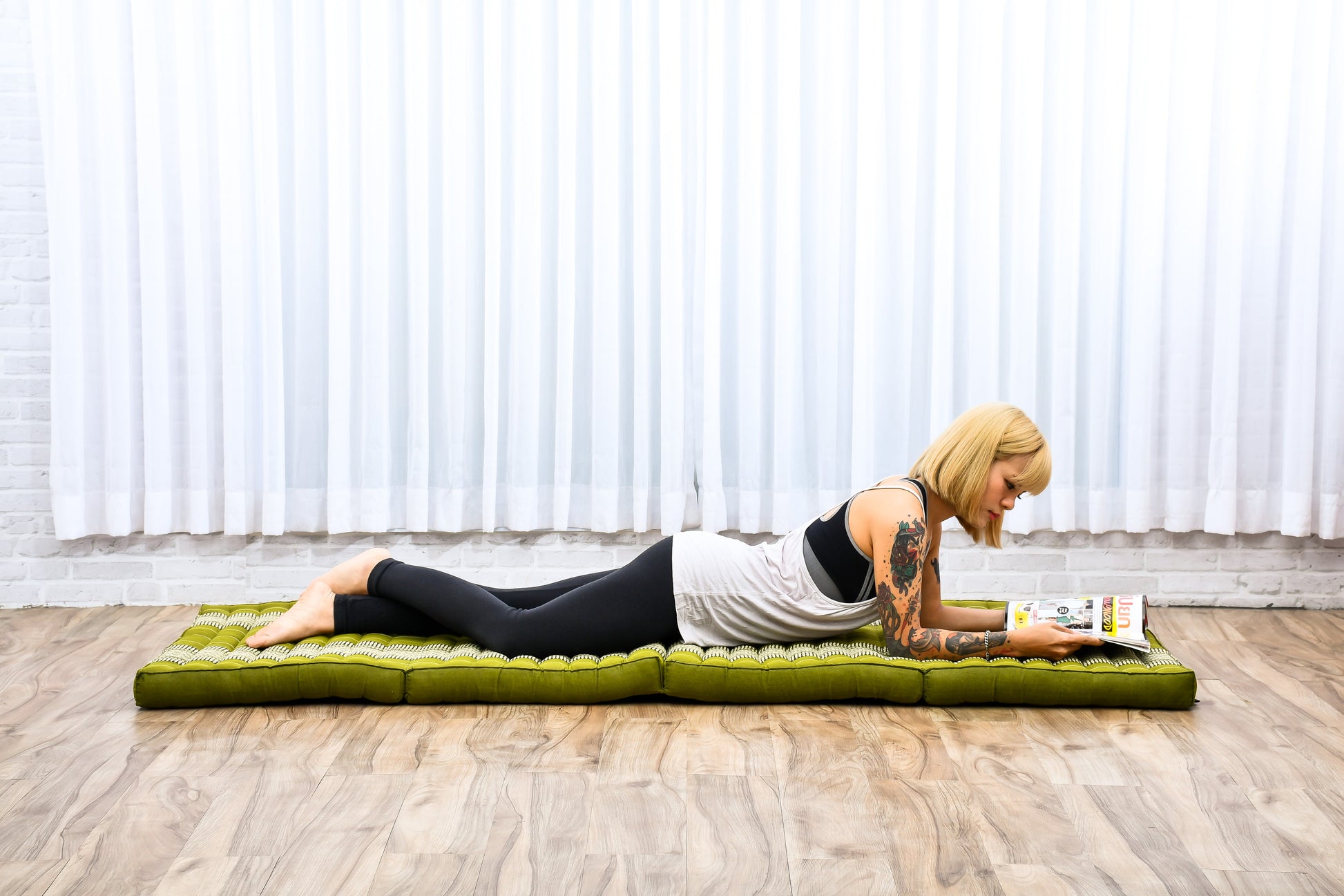 Kapok Folding Mattress – Thick Cotton Padded Guest Bed for Home, Sleeping & Mindfulness Corner, Sf17 - Green, M: 200x70 cm