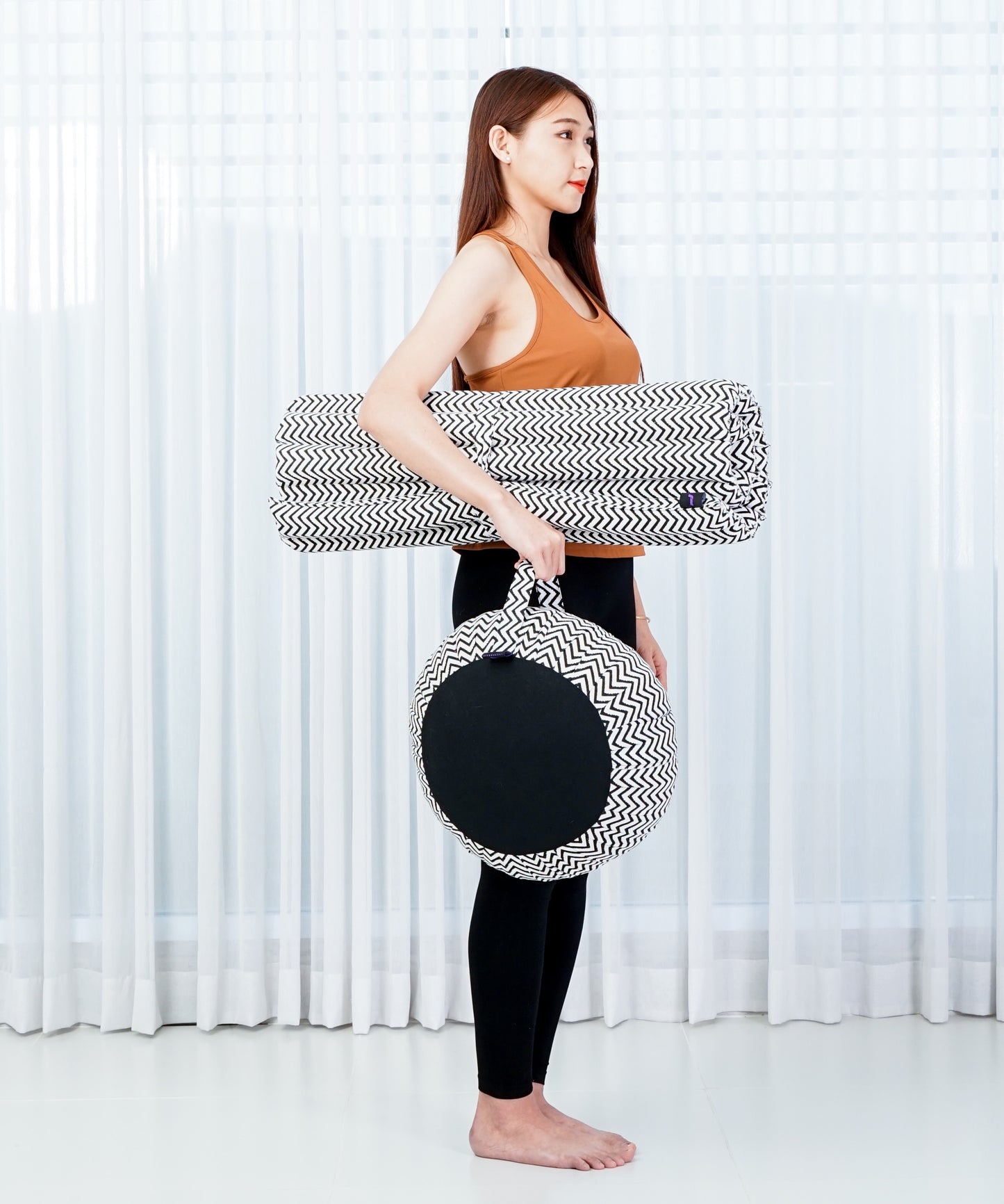 Kapok Meditation Cushion Set – Zabuton Mat & Zafu Seat Cushion with Cotton Cover, Cbt5 - Black