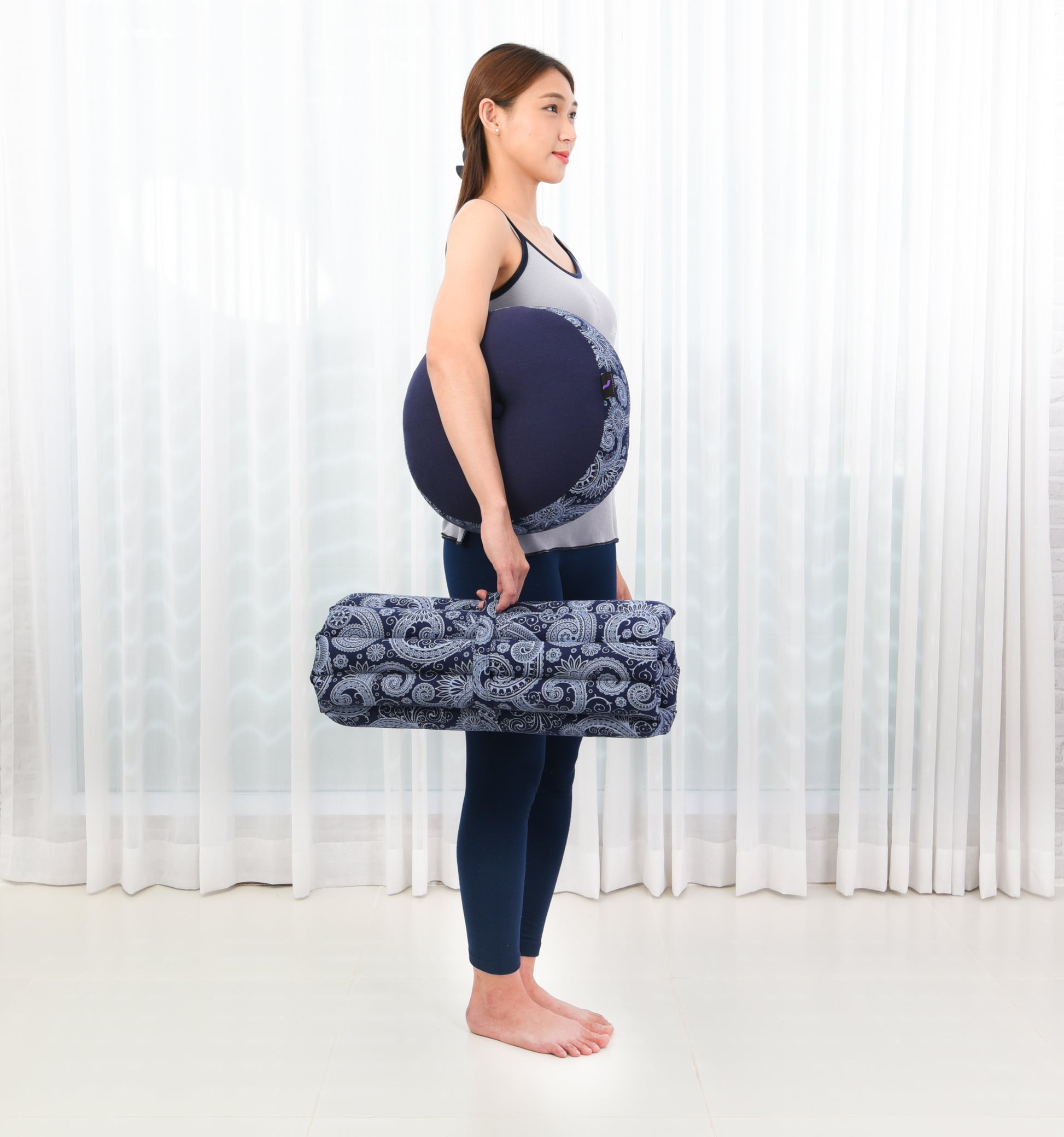 Compact Meditation Cushion Set Made of Kapok – Small Zabuton & Zafu with Cotton Cover, Cbt1 - Blue