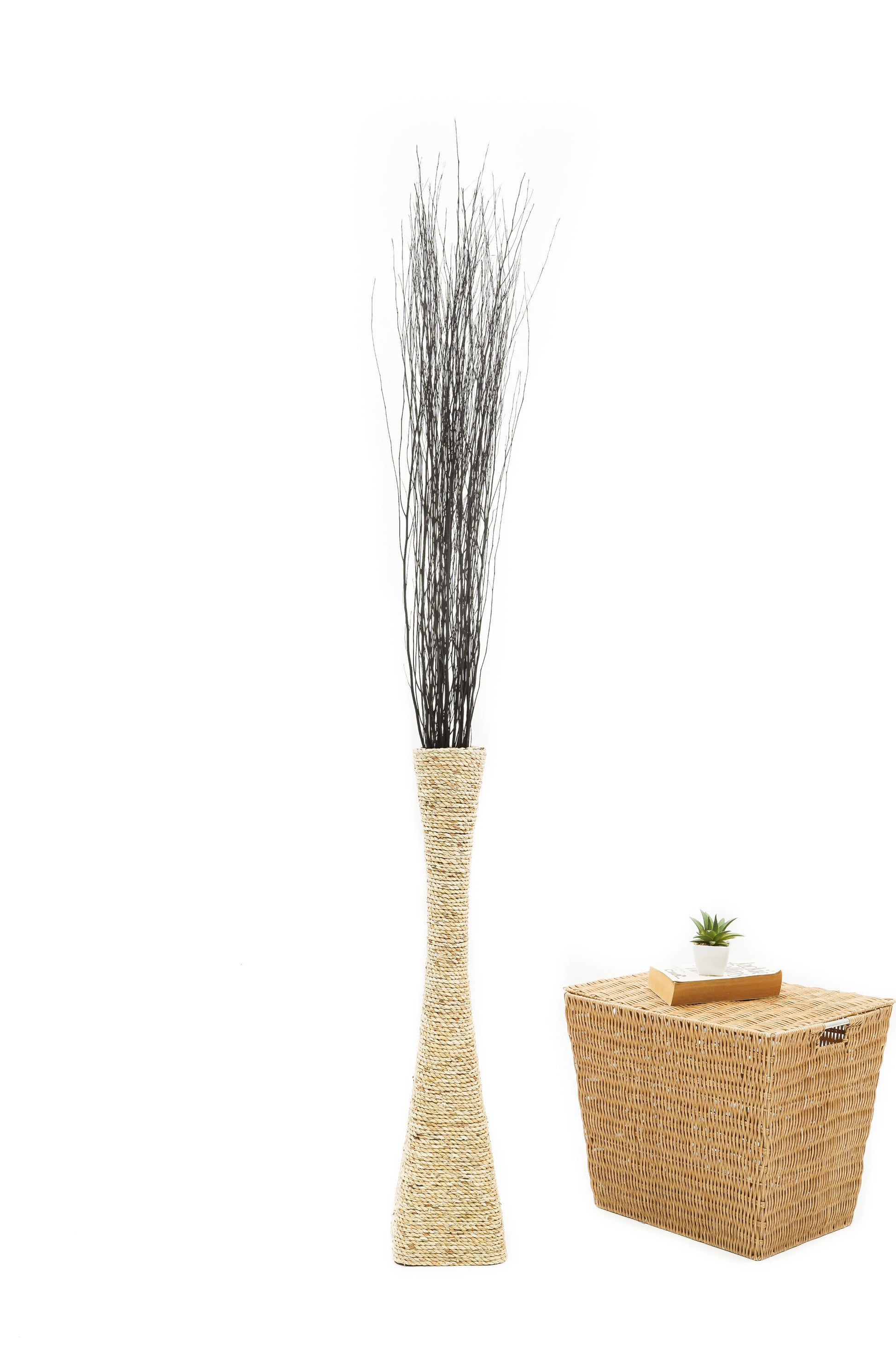 2-Pack Rattan Sticks for Floor Vases – Natural Decorative Twigs ( 8 per Bundle), black brown, Rattan Branches