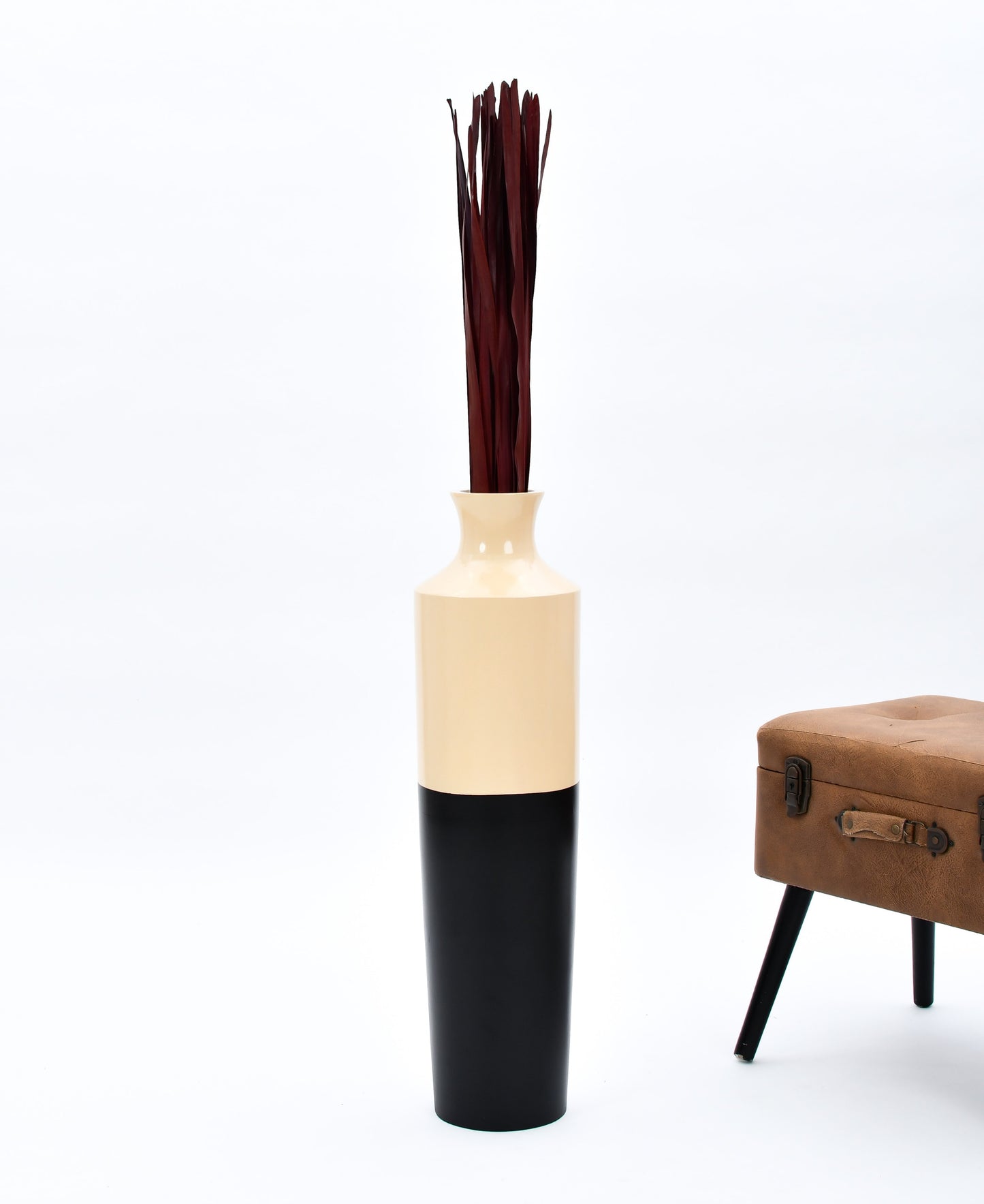 2-Pack Rattan Sticks for Floor Vases – Natural Decorative Twigs ( 8 per Bundle), bordeaux, Palm Leaf