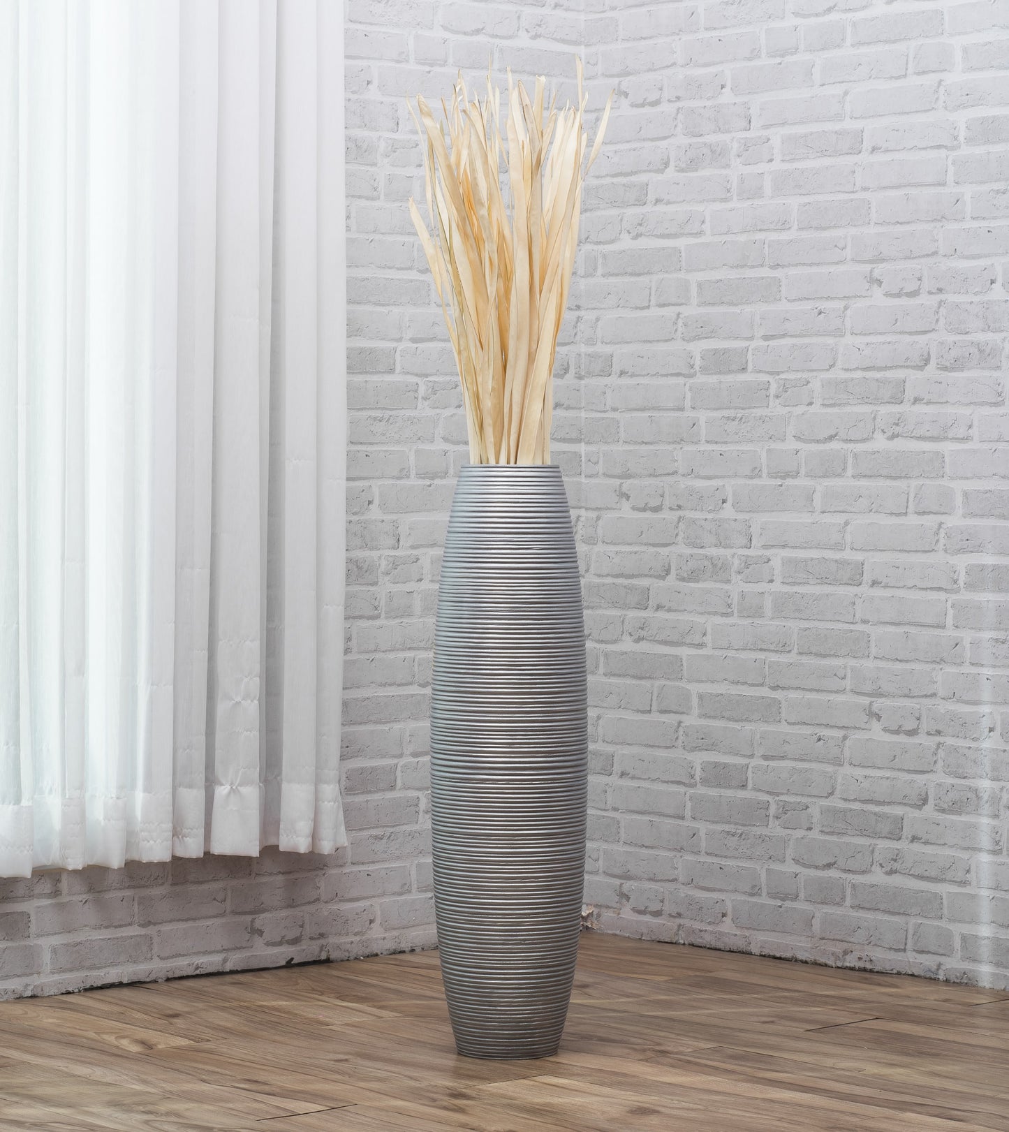 Large Mango Wood Floor Vase – Handcrafted Decorative Highlight from Thailand, 65 cm