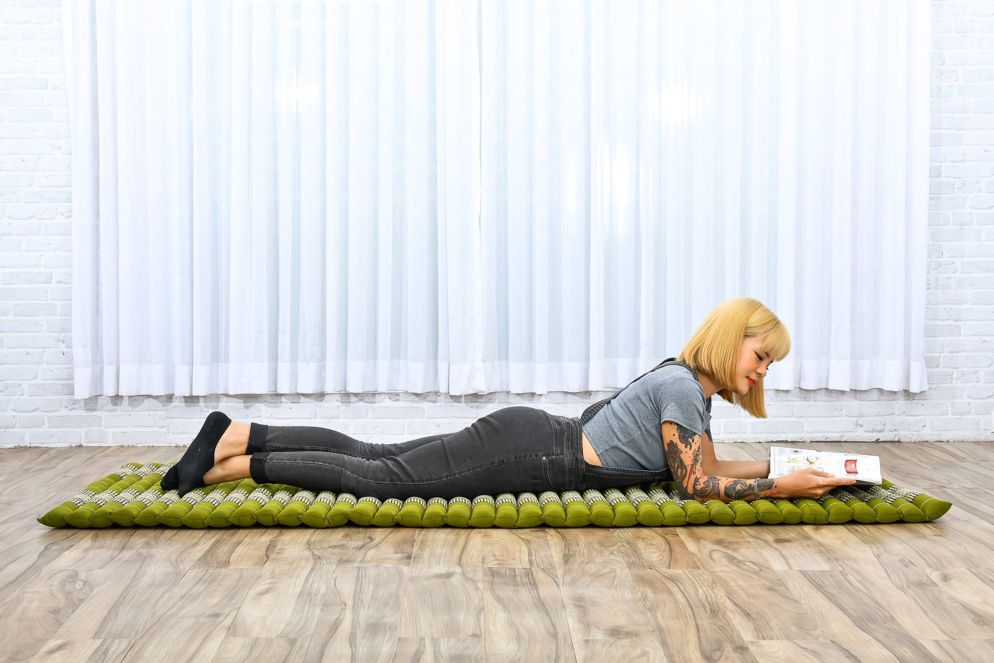 Kapok Roll-Up Mattress – Foldable Sleeping & Relax Mat with Cotton Cover for Home & Outdoor Use, Sf17 - Green, M: 190x70 cm