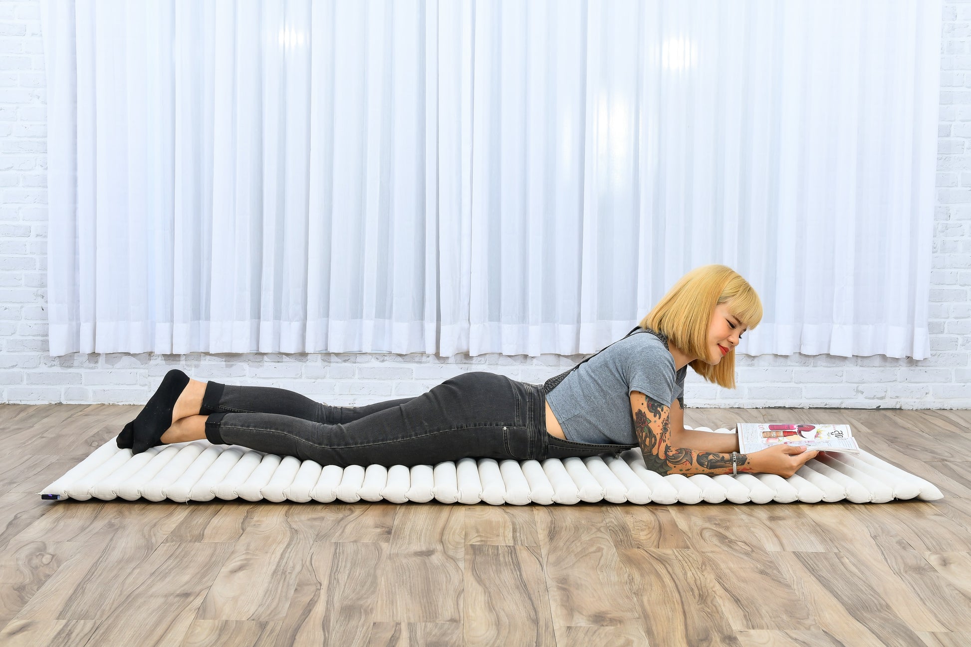 Kapok Roll-Up Mattress – Foldable Sleeping & Relax Mat with Cotton Cover for Home & Outdoor Use, Cl01 - Ecru, M: 190x70 cm