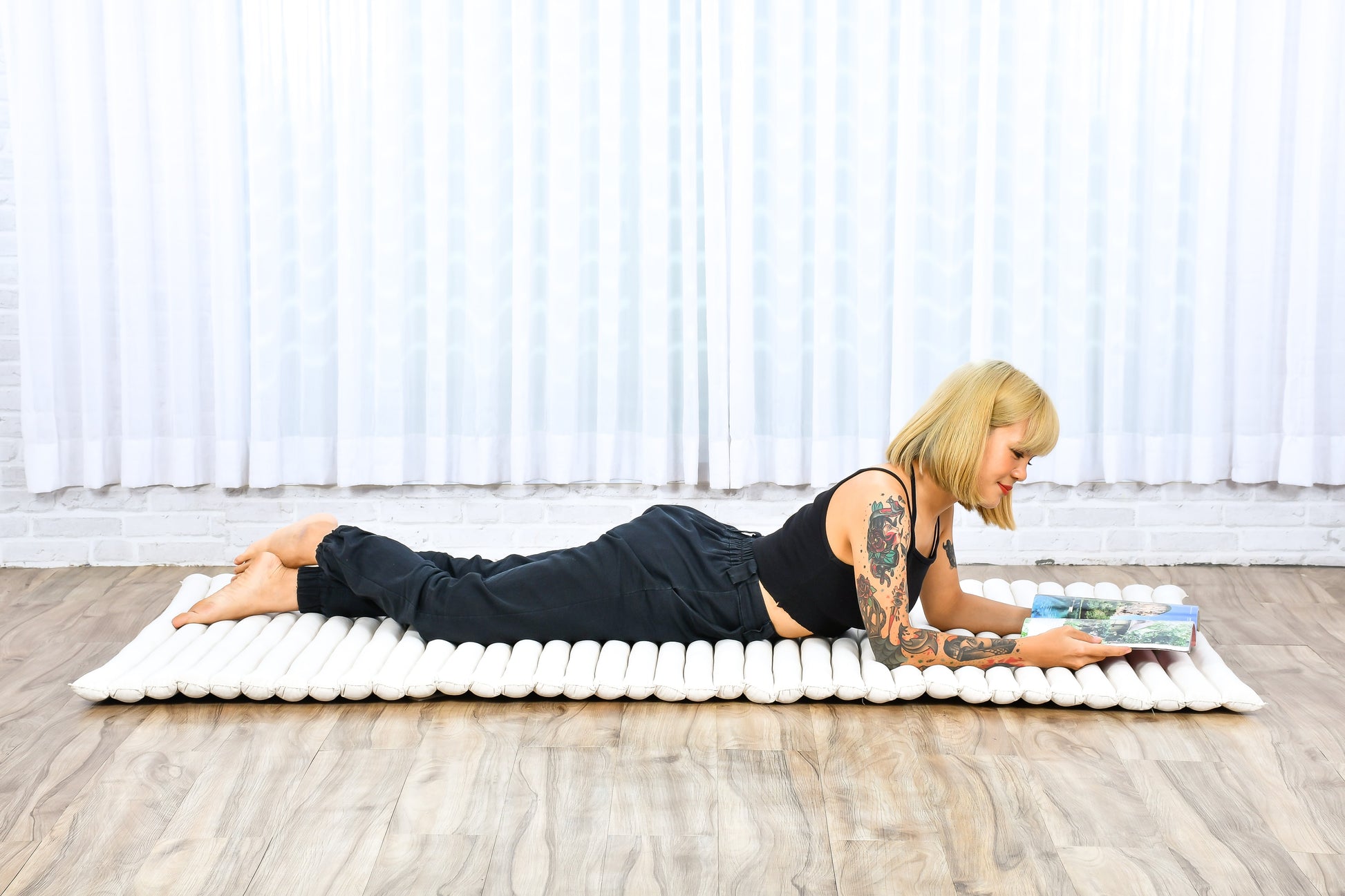 Kapok Roll-Up Mattress – Foldable Sleeping & Relax Mat with Cotton Cover for Home & Outdoor Use, Cl01 - Ecru, L: 190x100 cm