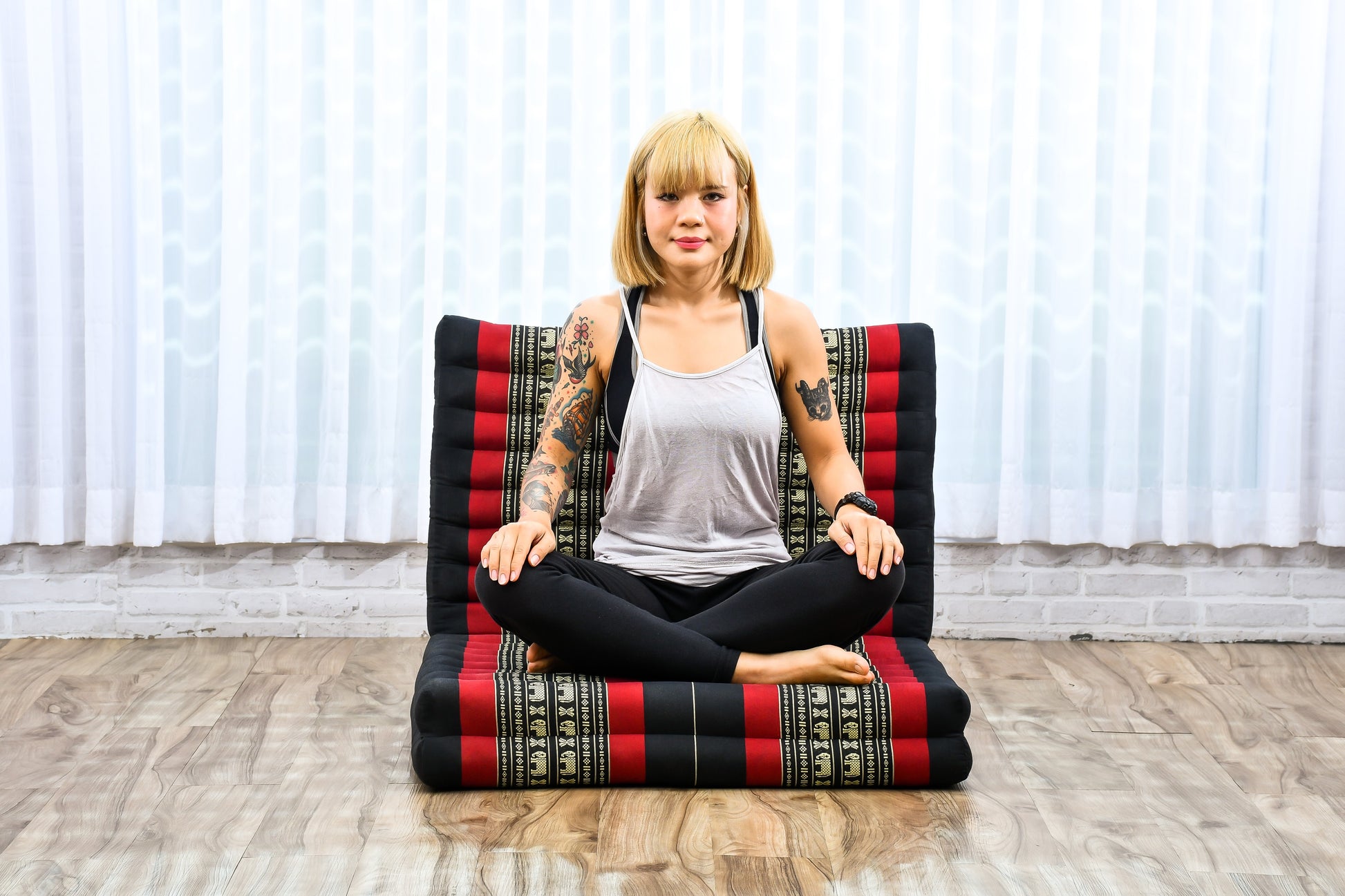 Kapok Folding Mattress – Thick Cotton Padded Guest Bed for Home, Sleeping & Mindfulness Corner, Sf13 - Red, Black, M: 200x70 cm