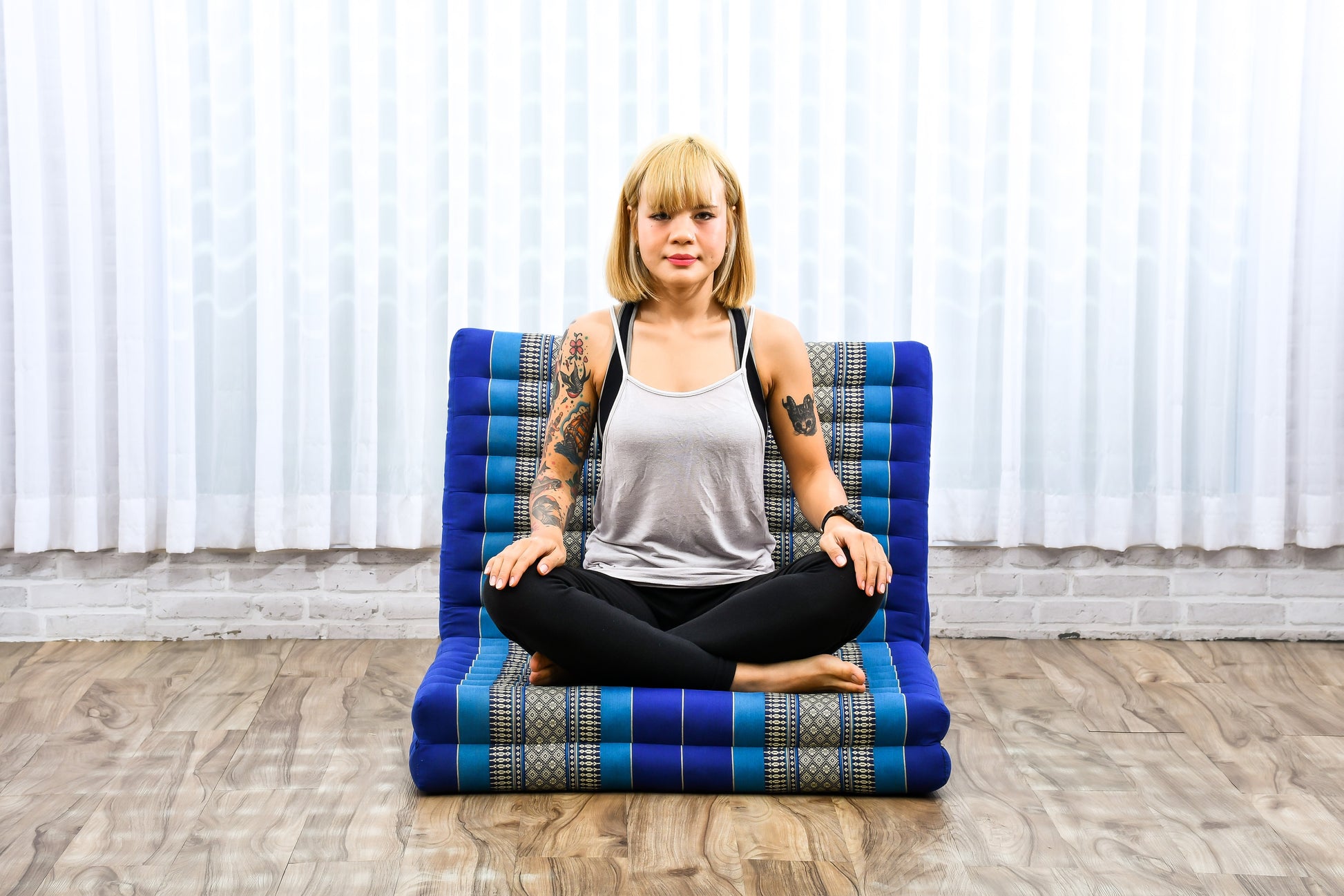 Kapok Folding Mattress – Thick Cotton Padded Guest Bed for Home, Sleeping & Mindfulness Corner, Sf28 - Blue, M: 200x70 cm