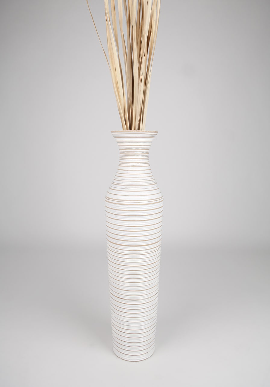 Large Mango Wood Floor Vase – Handcrafted Decorative Highlight from Thailand, 65 cm