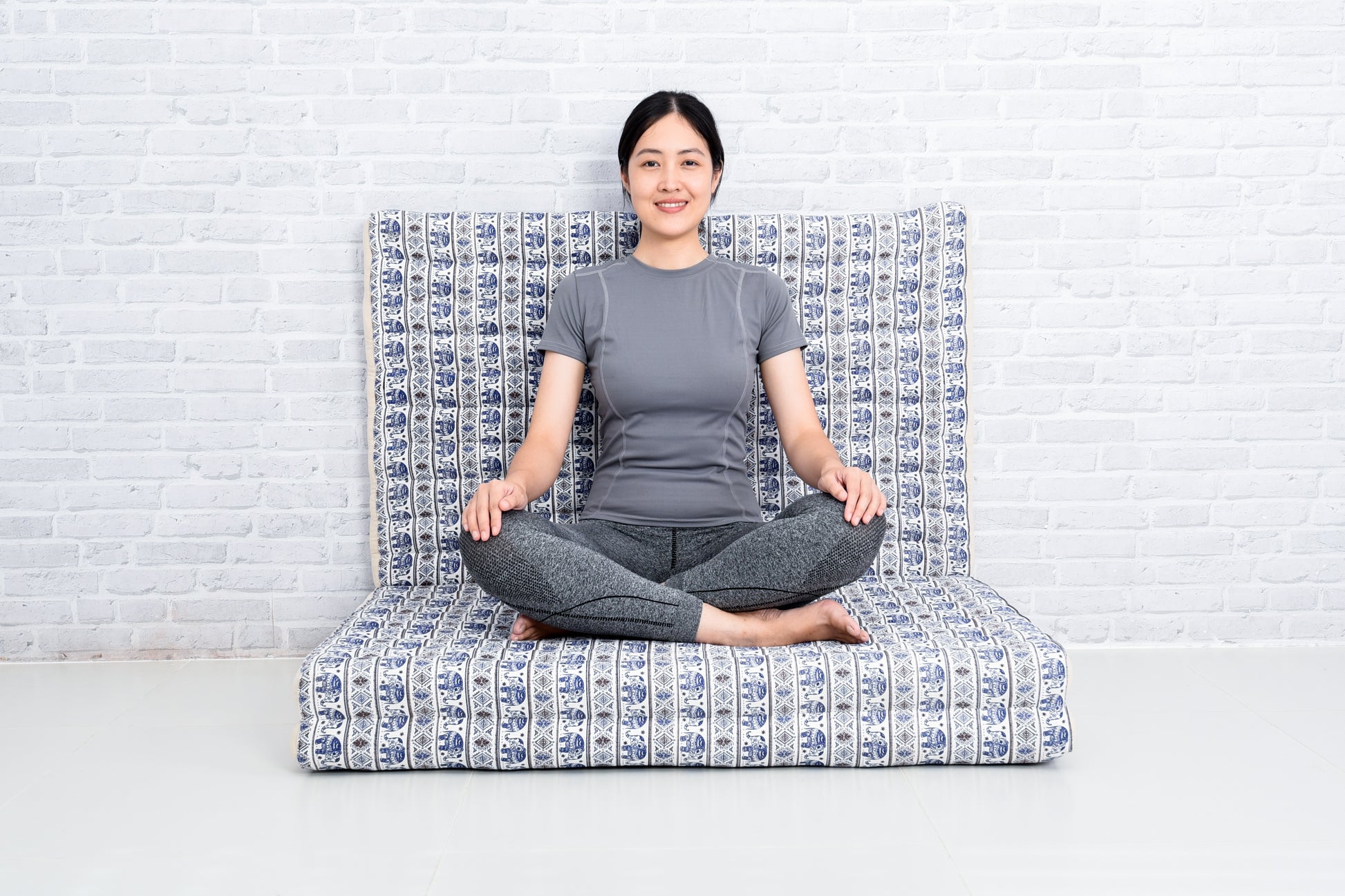 Kapok Folding Mattress – Thick Cotton Padded Guest Bed for Home, Sleeping & Mindfulness Corner, El1 - Blue, L: 200x100 cm