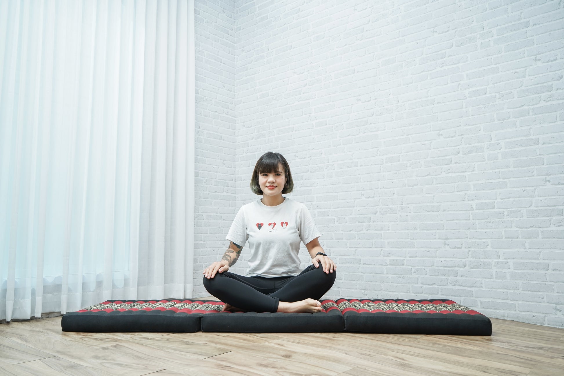 Kapok Folding Mattress – Thick Cotton Padded Guest Bed for Home, Sleeping & Mindfulness Corner, Sf13 - Red, Black, S: 79x20