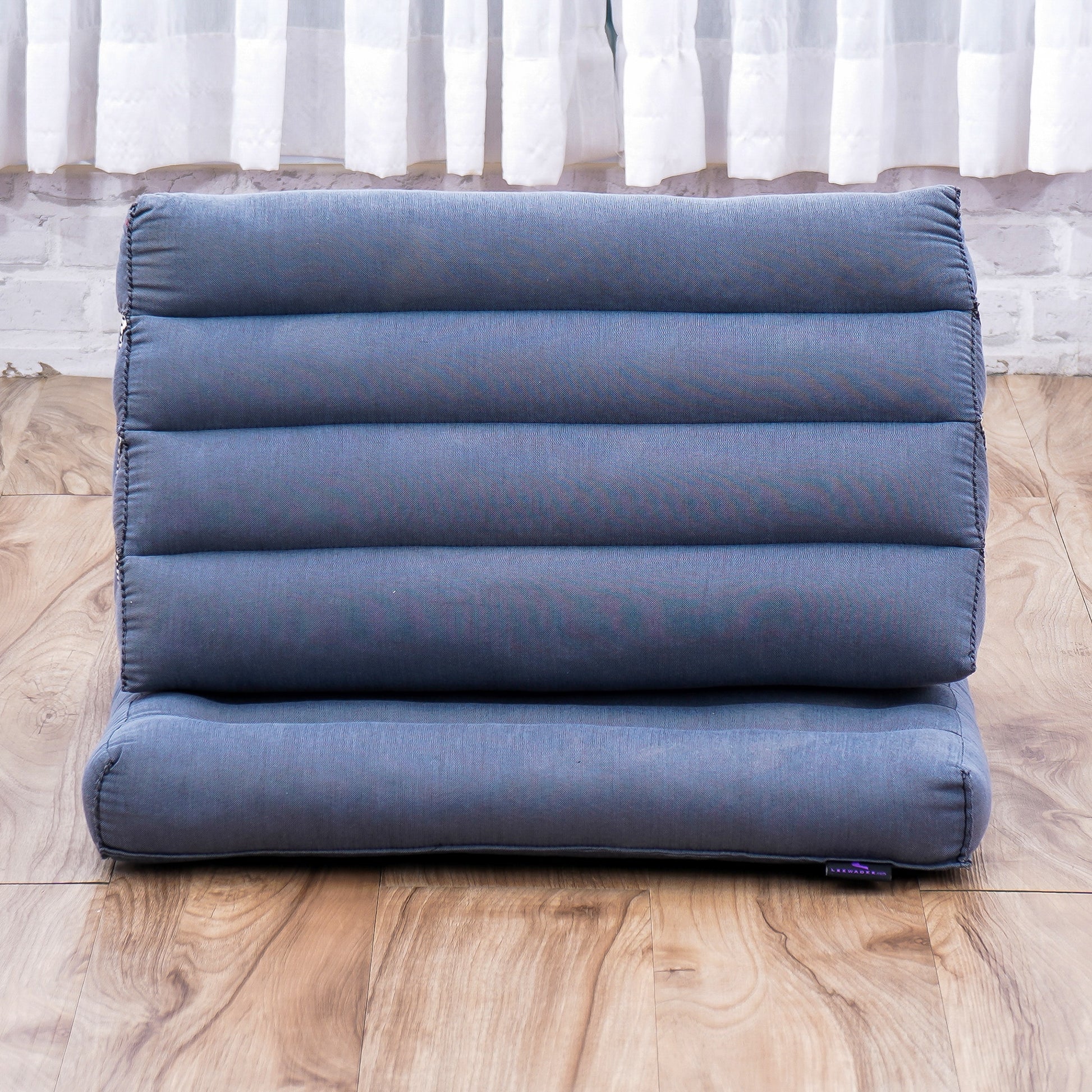 Triangular Kapok Backrest Cushion – Firm Thai Reading Pillow with Cotton Cover in Plain or Patterned Designs, Cl13 - Grey, 1 seating segment