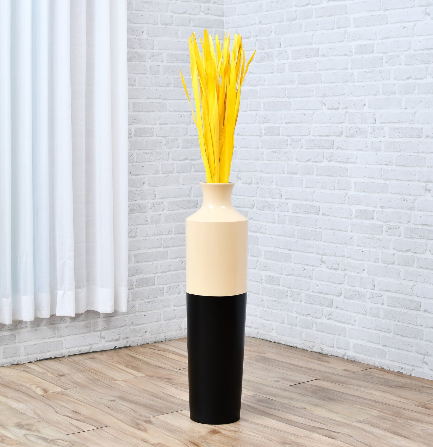 2-Pack Rattan Sticks for Floor Vases – Natural Decorative Twigs ( 8 per Bundle), yellow, Palm Leaf