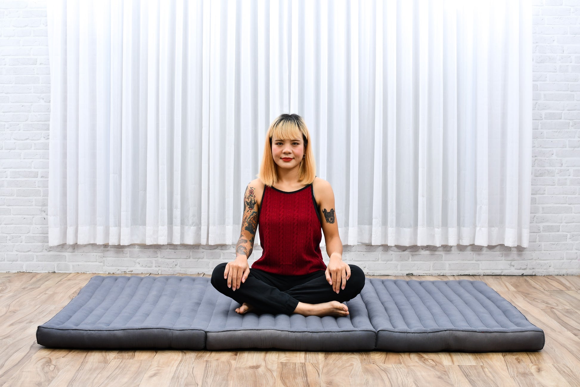 Kapok Folding Mattress – Thick Cotton Padded Guest Bed for Home, Sleeping & Mindfulness Corner, Cl13 - Grey, L: 200x100 cm