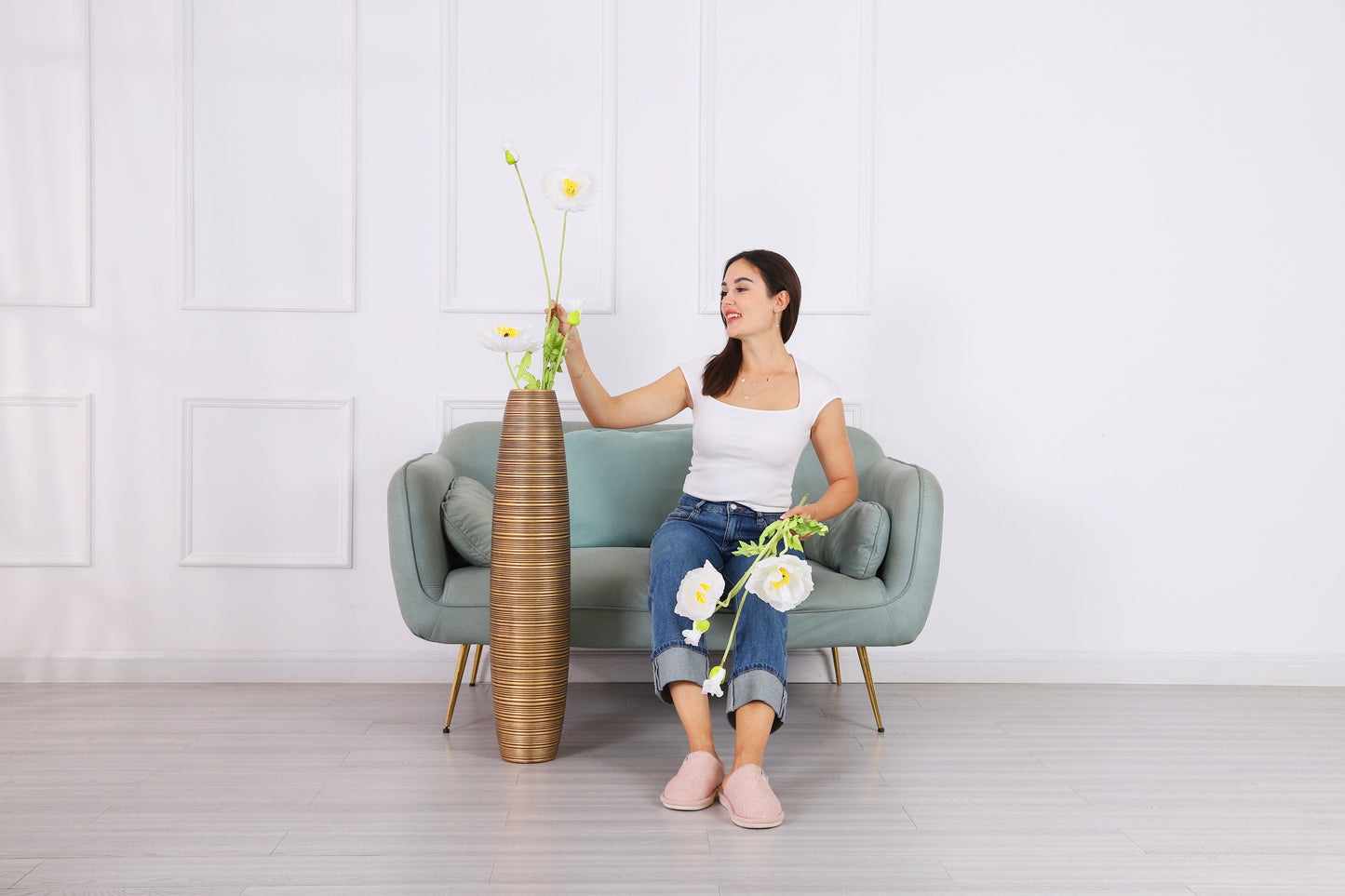 Large Resin Floor Vase – Stylish Waterproof Vase for Fresh & Dried Flowers, 85 cm