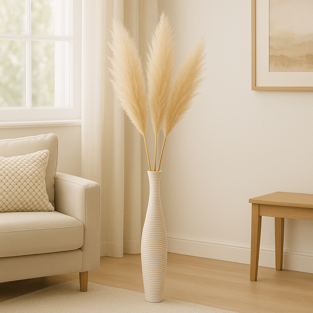 Large Mango Wood Floor Vase – Handcrafted Decorative Highlight from Thailand, 65 cm