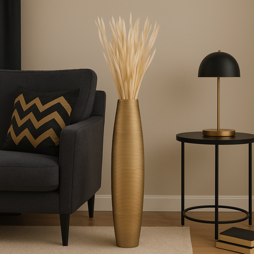 Large Mango Wood Floor Vase – Handcrafted Decorative Highlight from Thailand, 65 cm